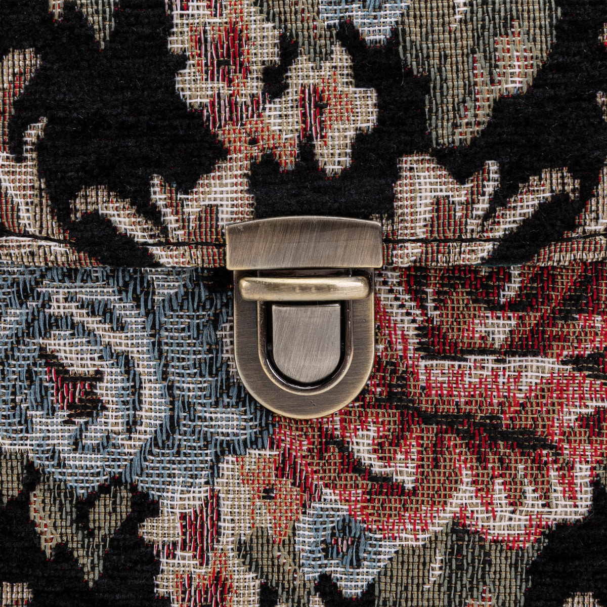 Floral Black Emma Small Train Case Crossbody Of America tuck lock