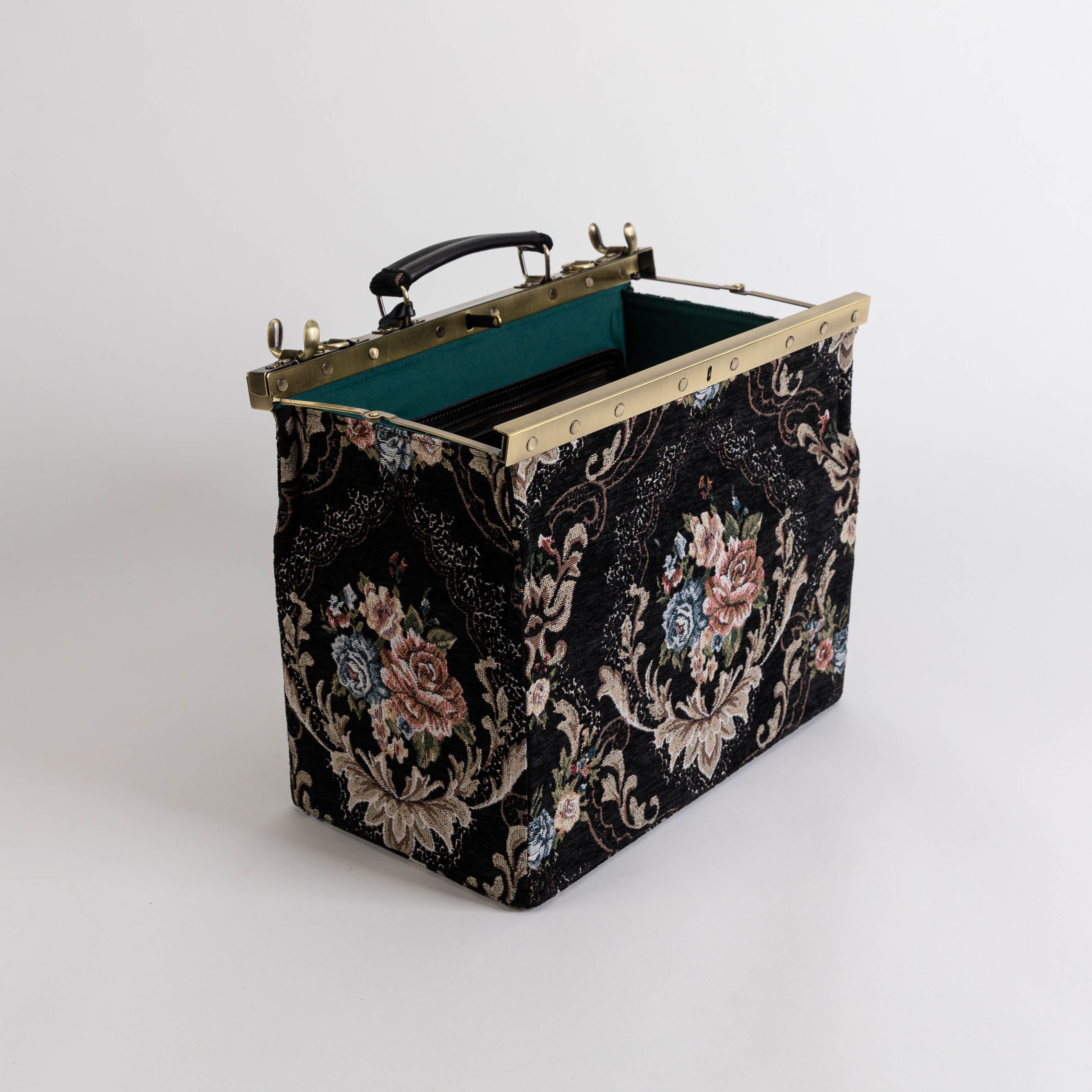 Floral Black Genevieve Carpet Gladstone Bag of America open and stand