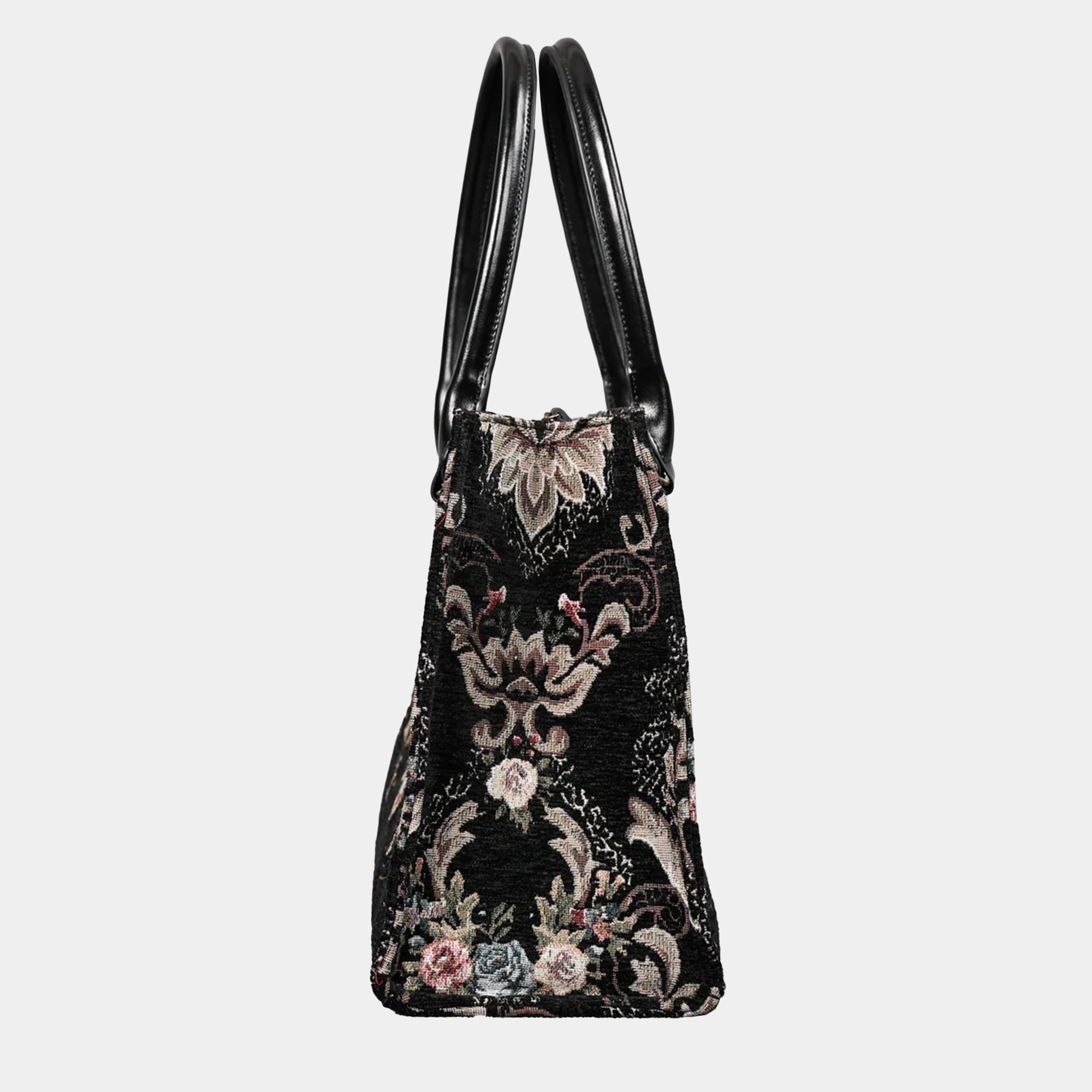 Floral Black Laptop Work Tote of America side
