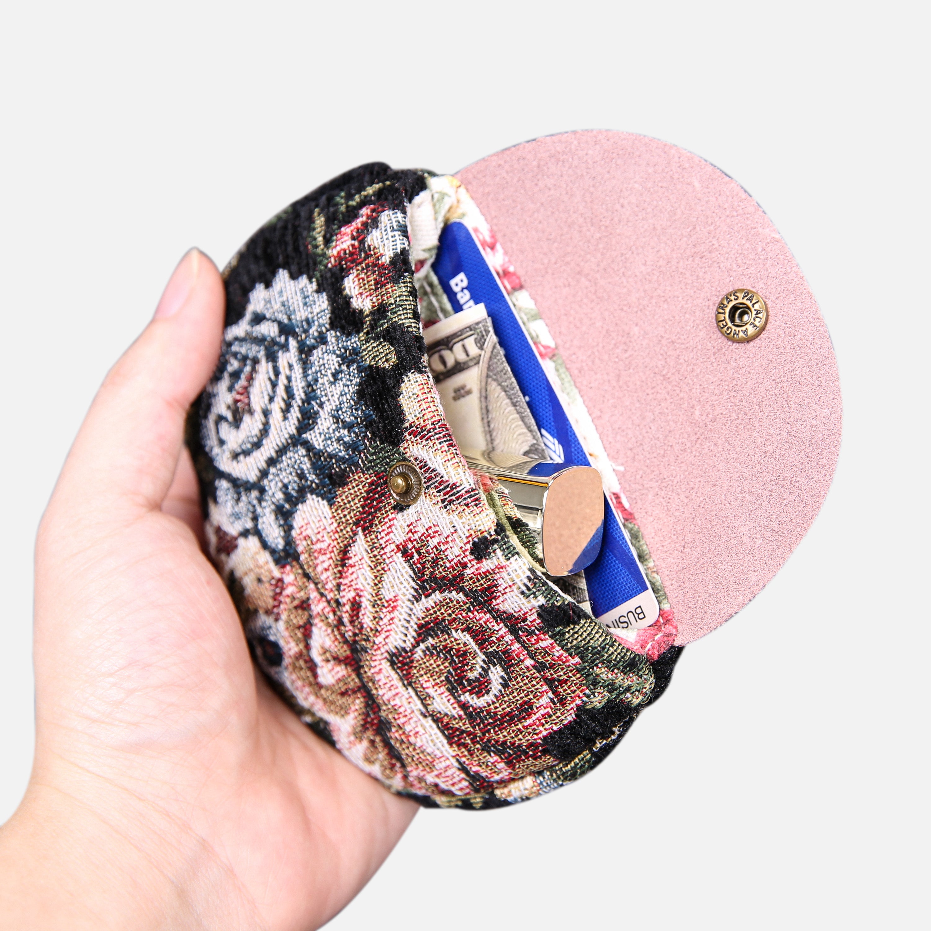 Floral Black Flap Coin Purse MCW Handmade-1