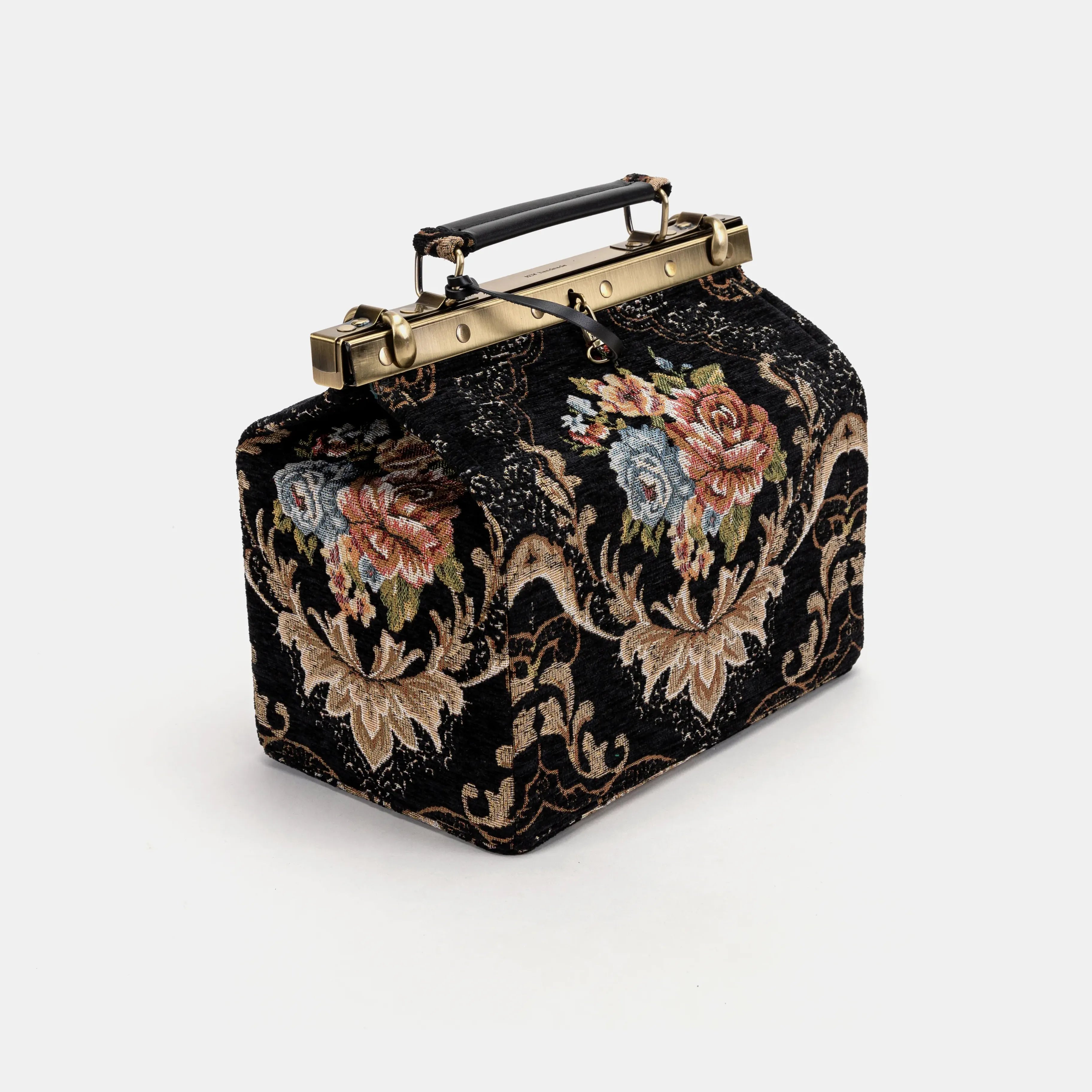 Floral Black Vivienne Carpet Purse Gladstone Bag of America side