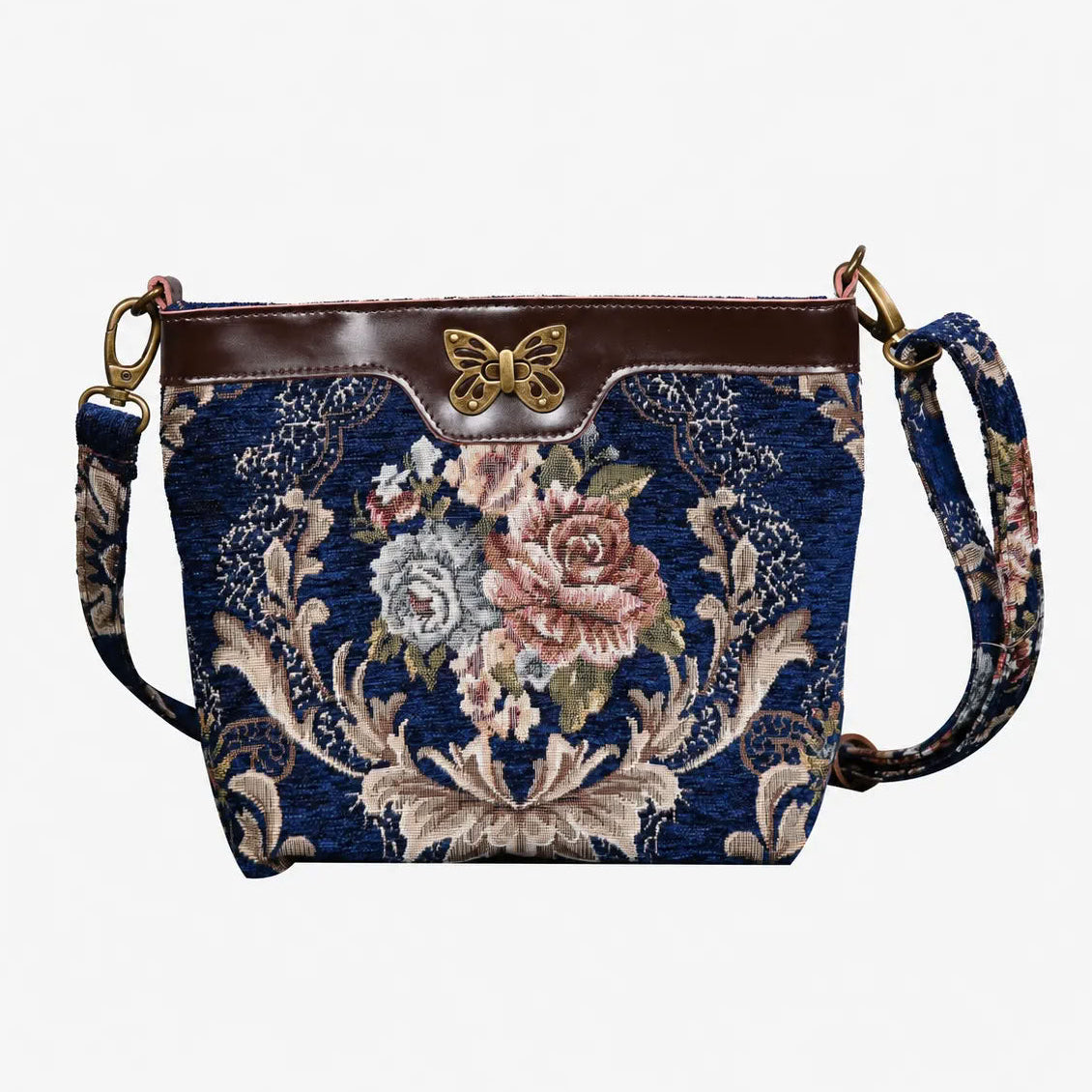 Floral Blue Butterfly Crossbody Bag Carpetbag of America main