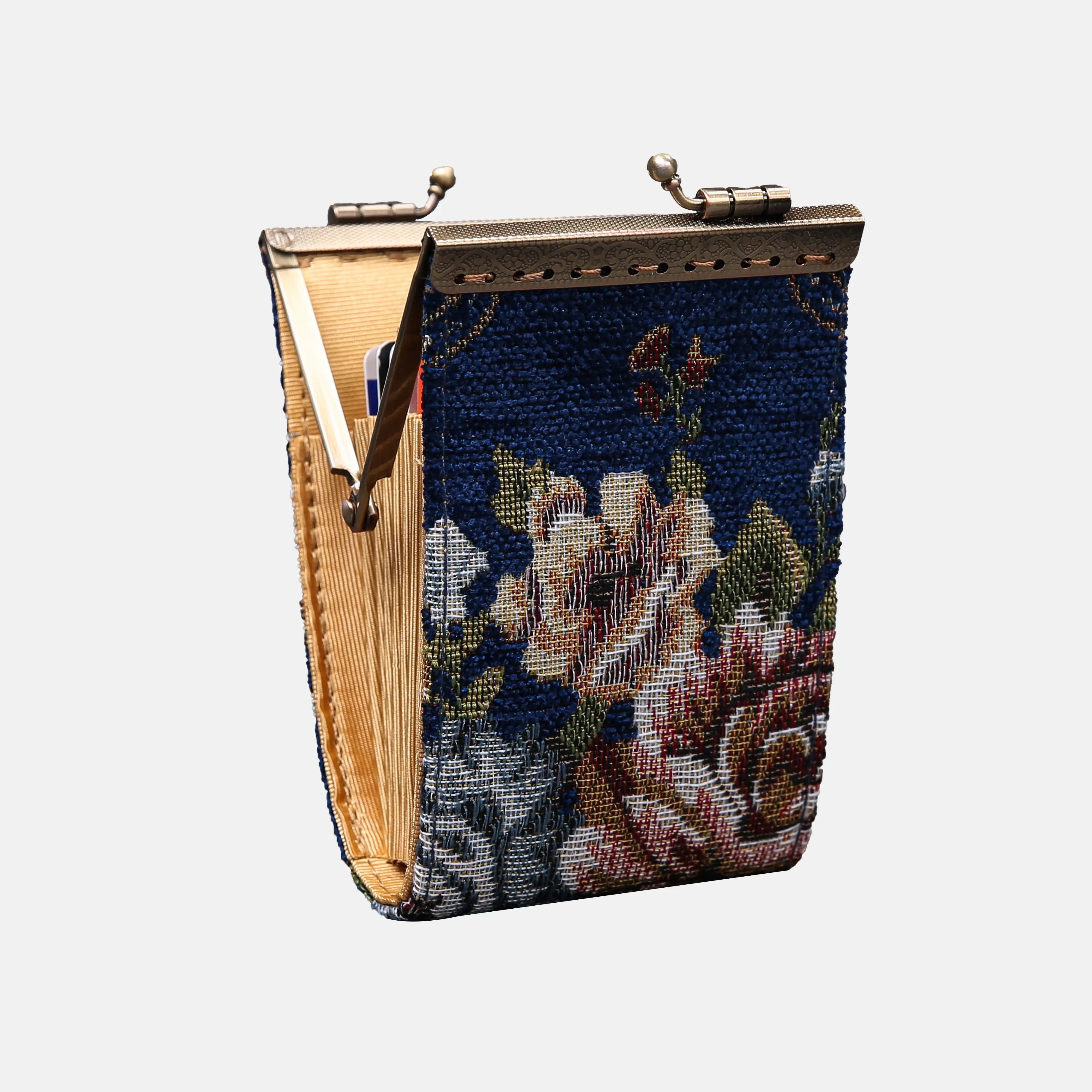 Floral Blue Card Wallet of America 11 slots side