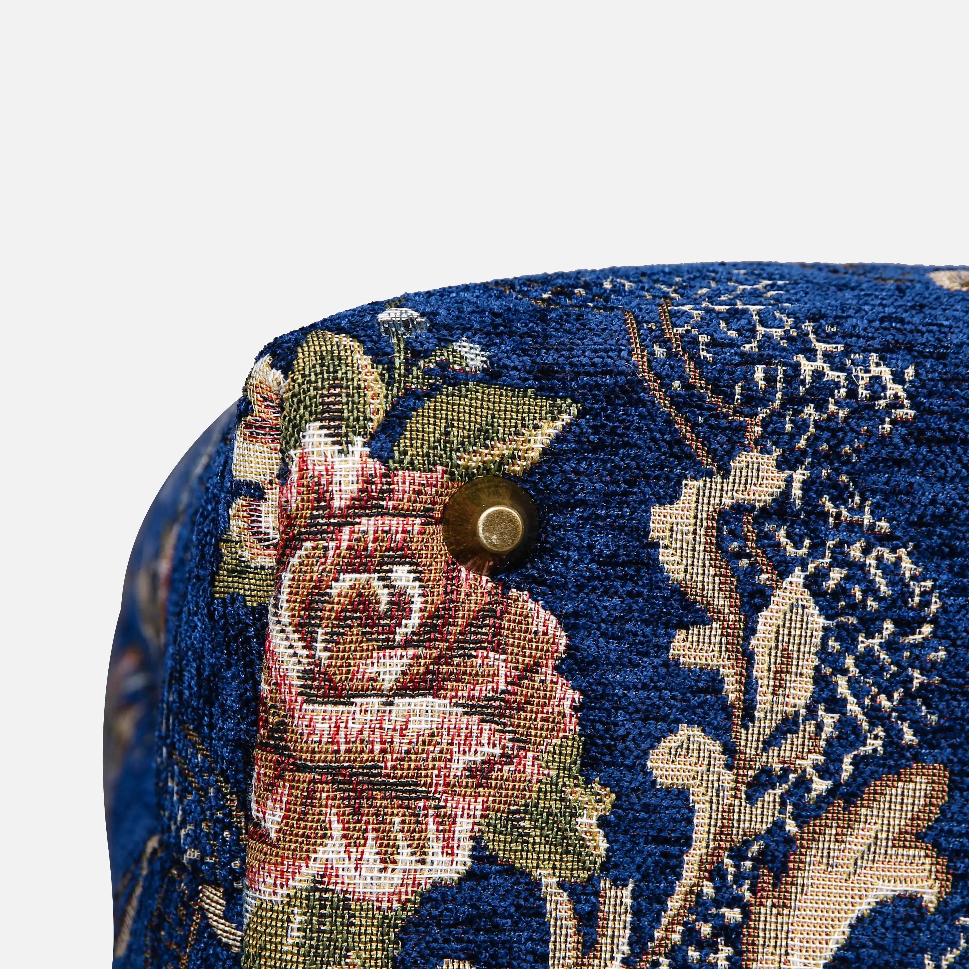 Floral Blue Carpet Laptop Backpack Carpetbag of America bottom