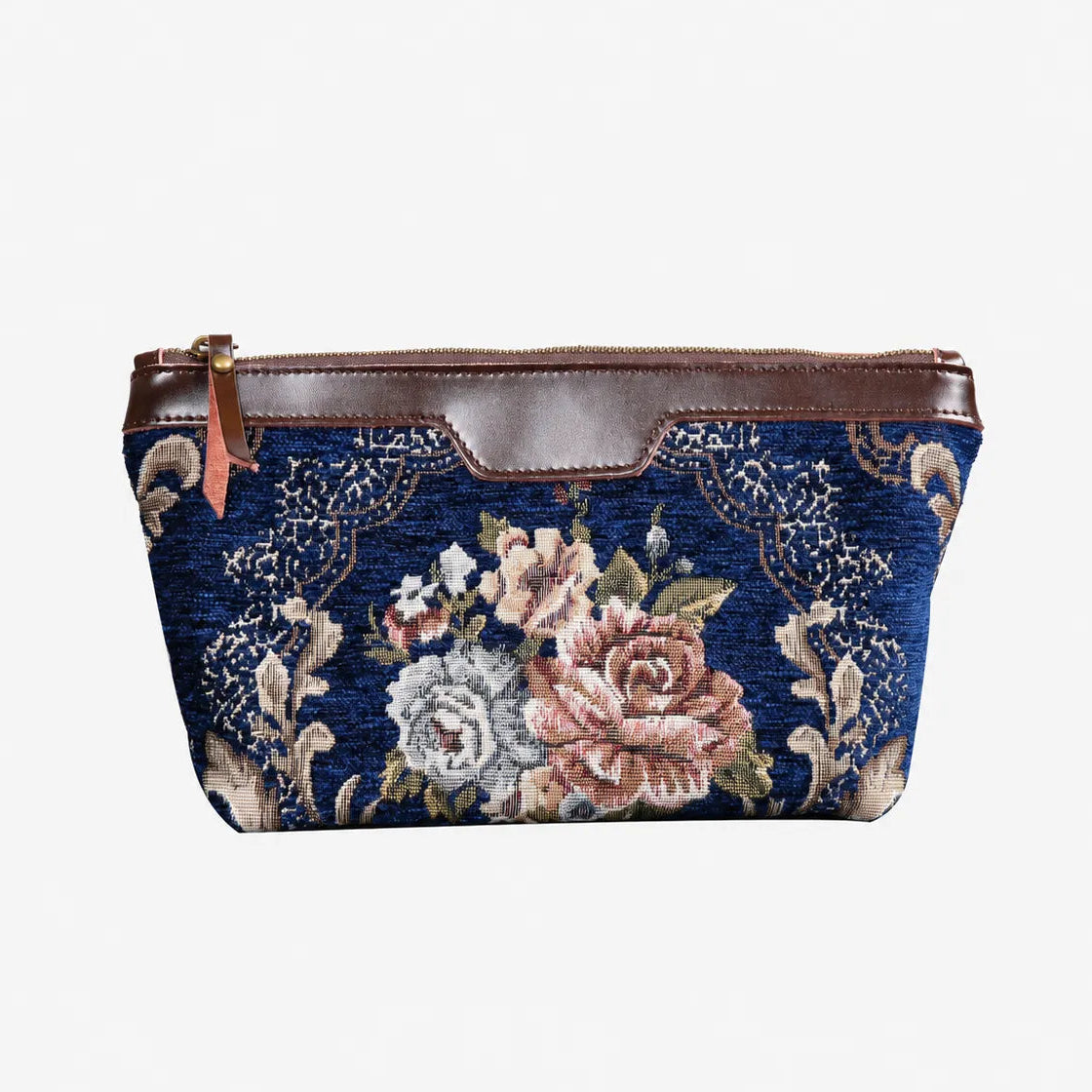 Floral Blue Carpet Makeup Bag carpet bag MCW Handmade of America main