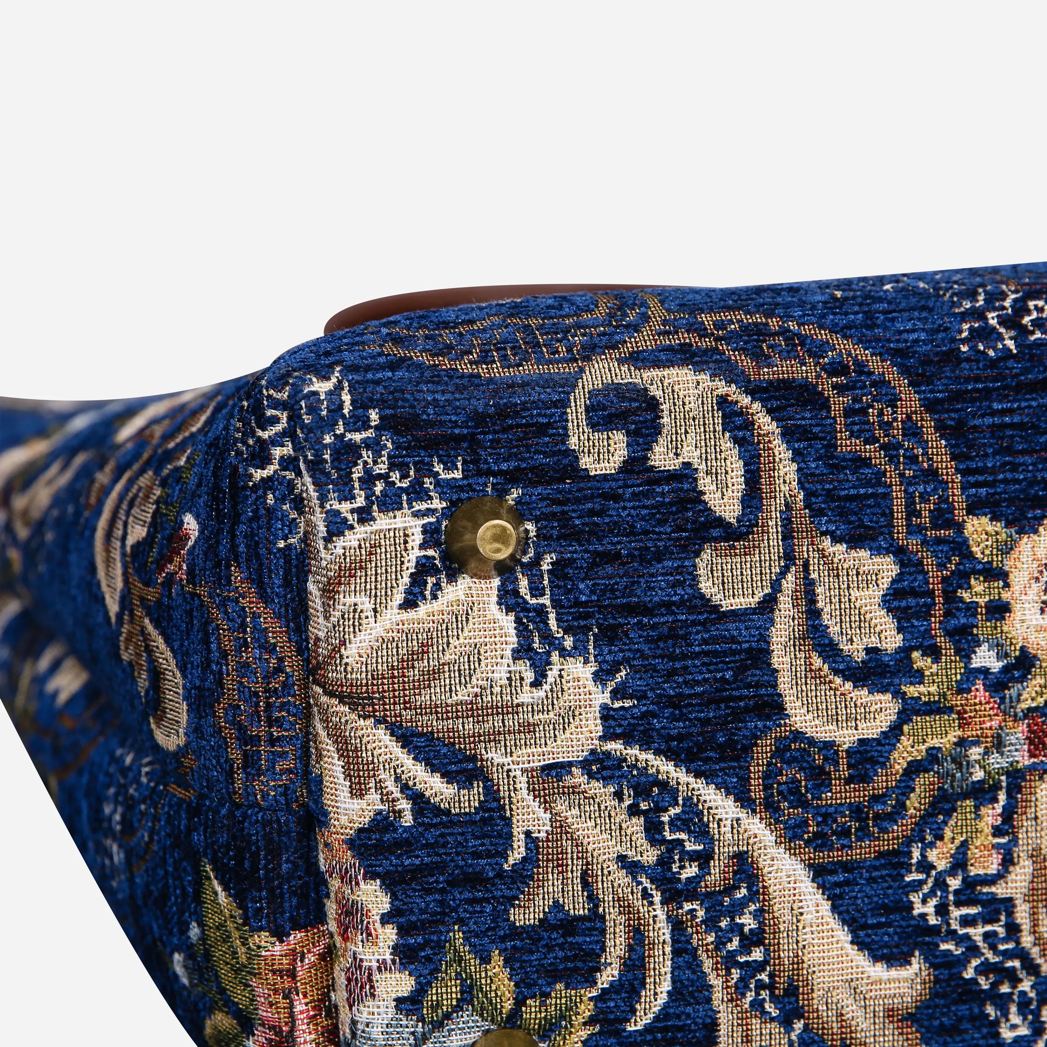 Floral Blue Carpet Tote Shopper Carpetbag of America bottom