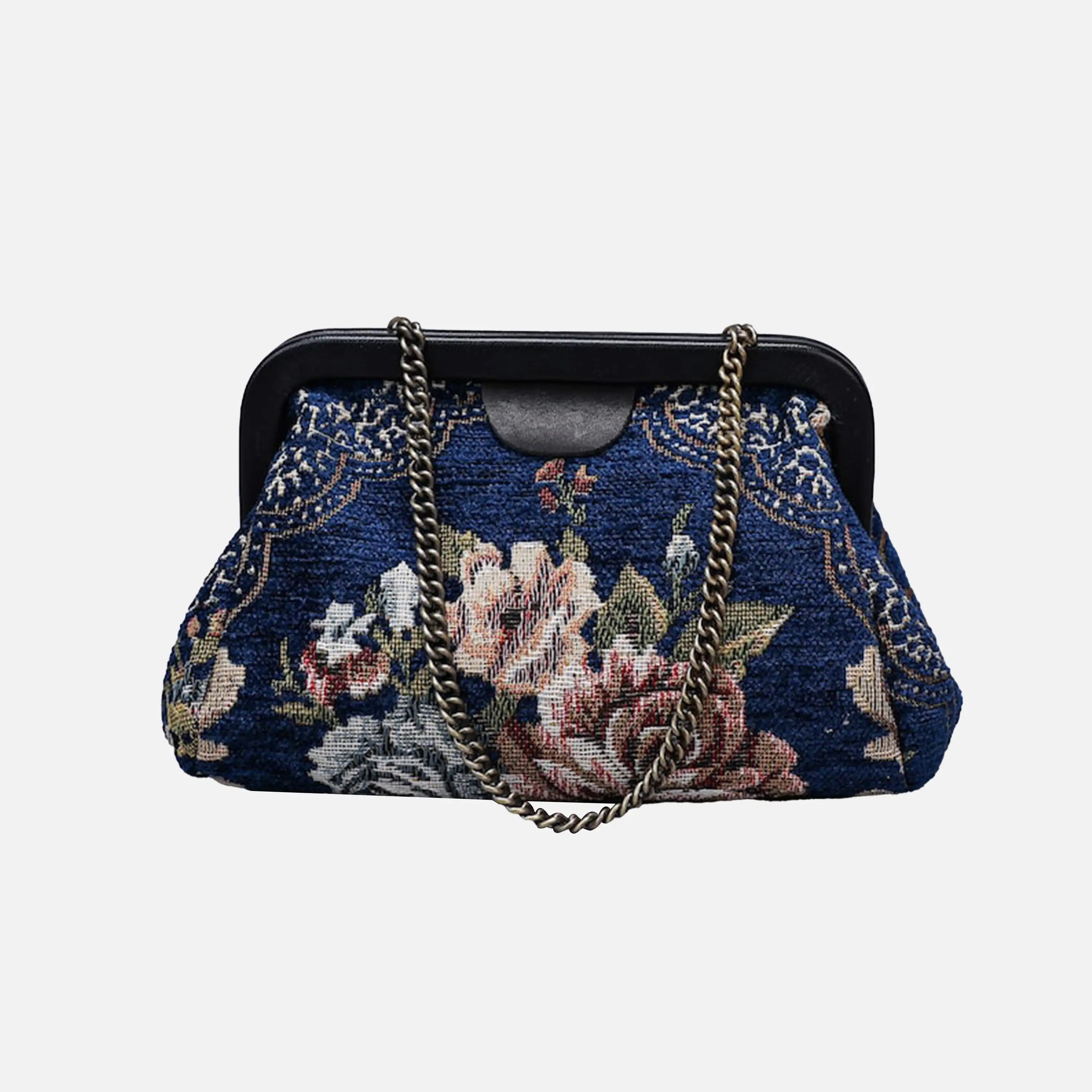 Floral Blue Evening Bag Clutch carpet bag of America main
