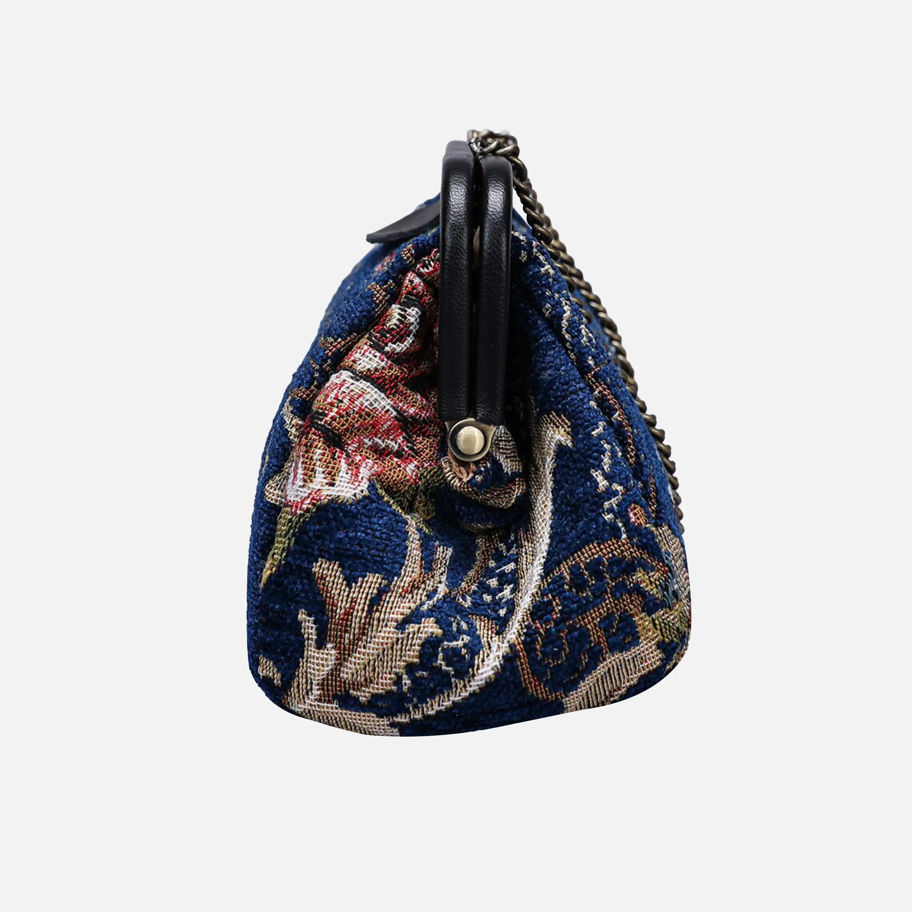 Floral Blue Evening Bag Clutch carpet bag of America side