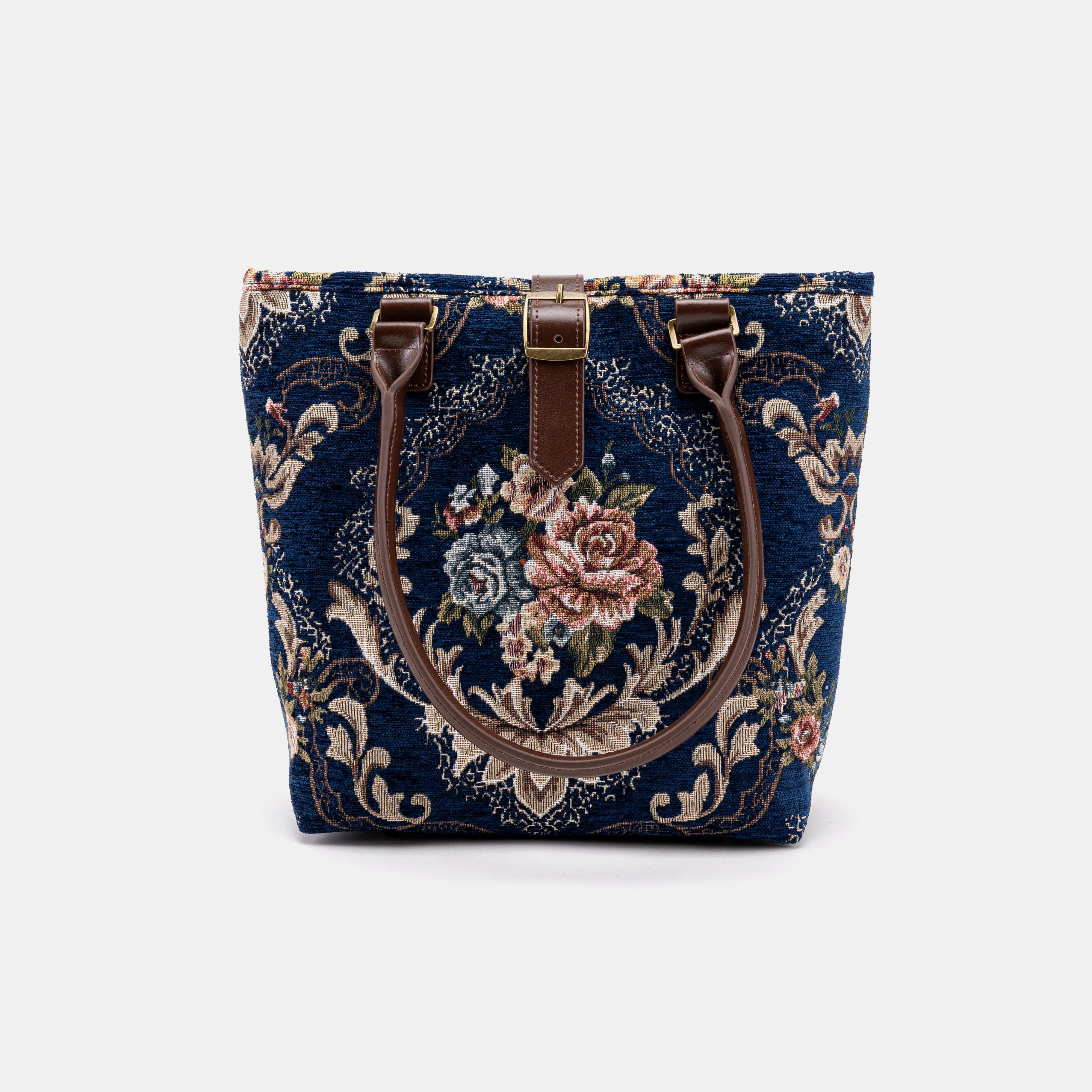Floral Blue Everyday Tote Bag of America with shoulder strap