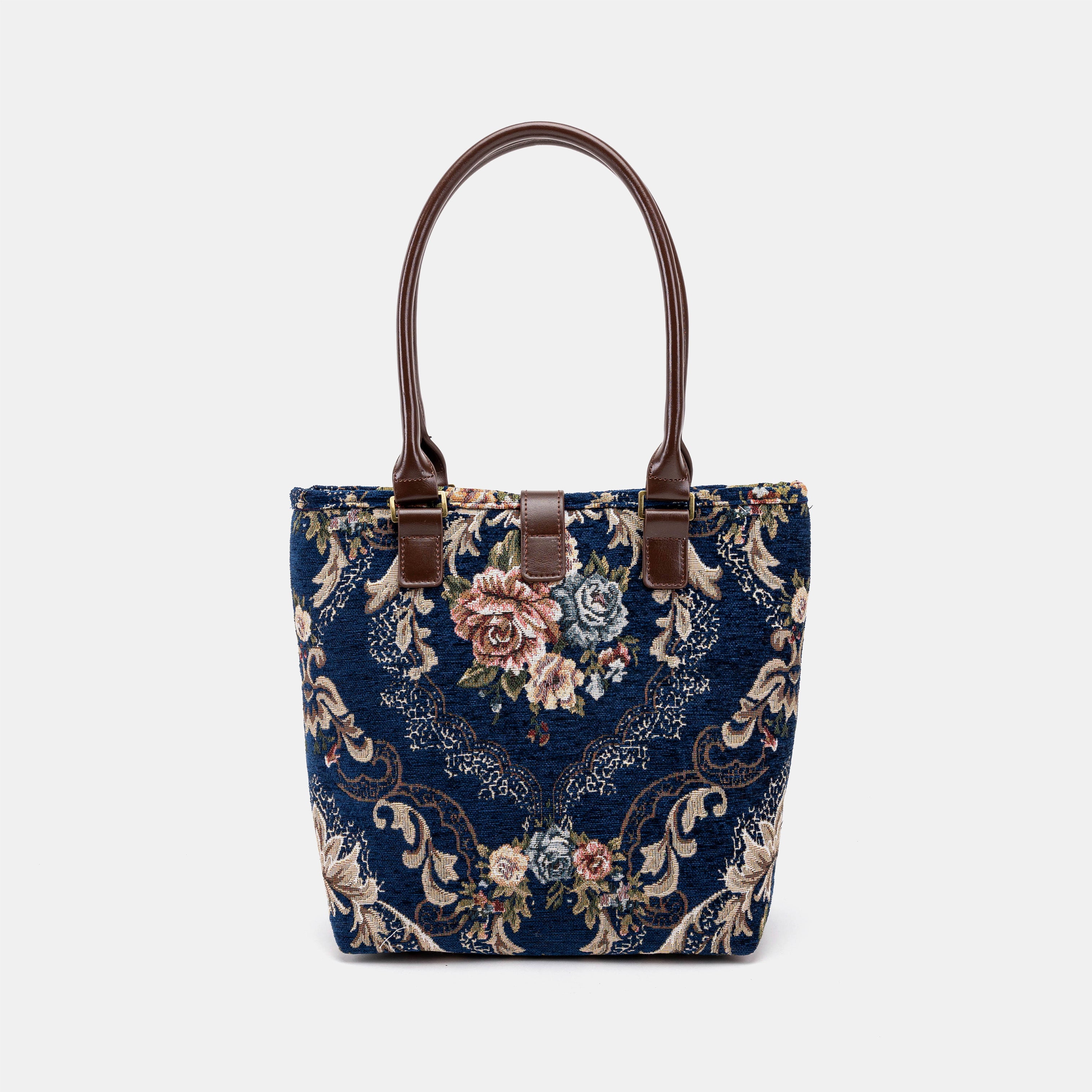 Floral Blue Everyday Tote Bag of America back