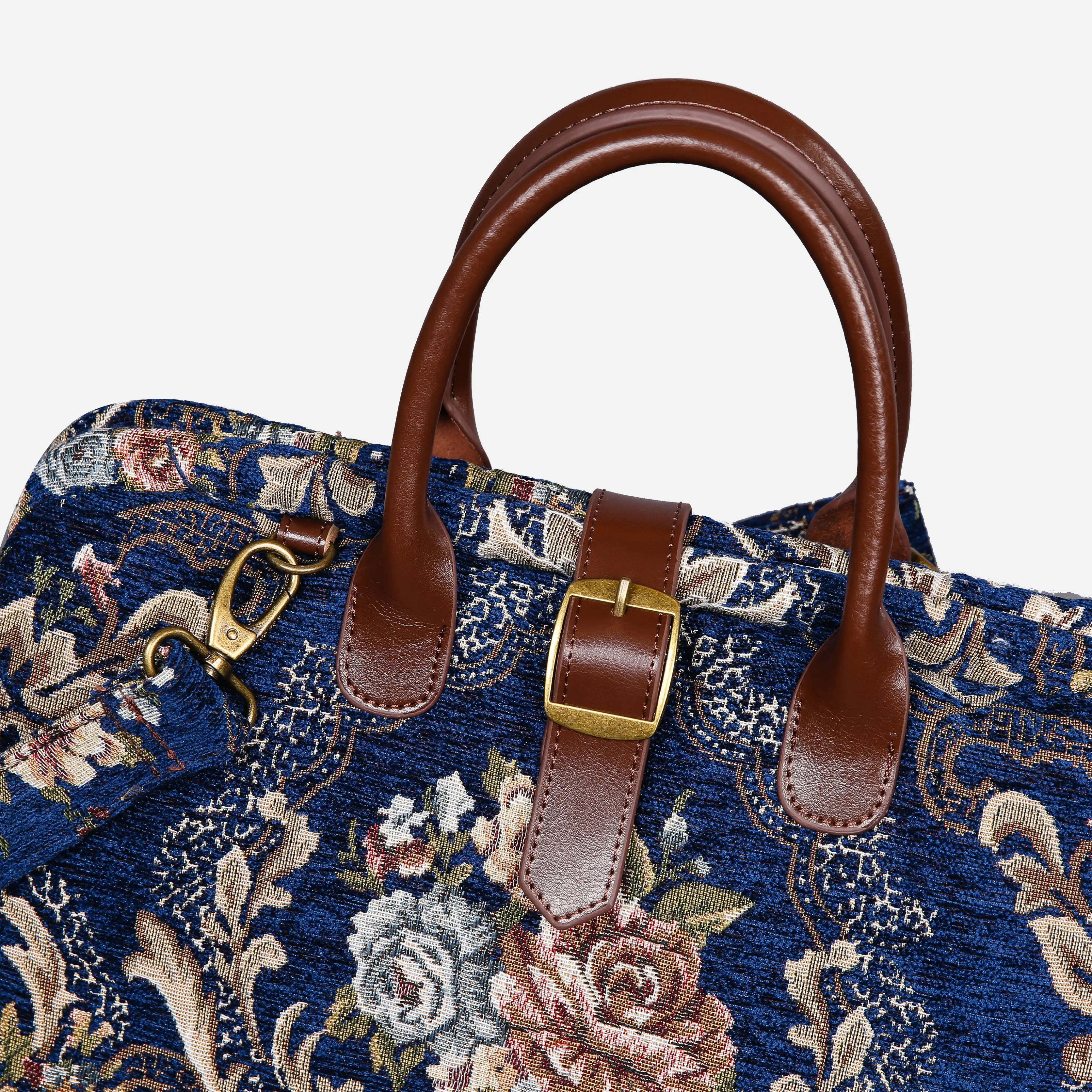 Floral Blue Mary Poppins Weekender Carpetbag of America buckle