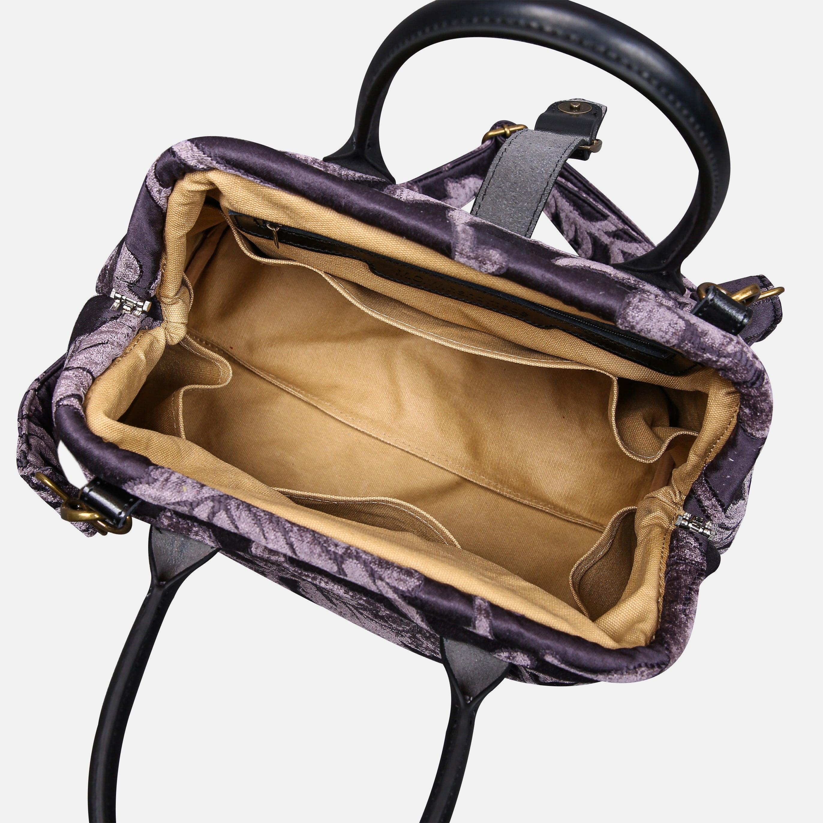 Floral Brocade Purple Carpet Handbag Purse carpet bag MCW Handmade of America open