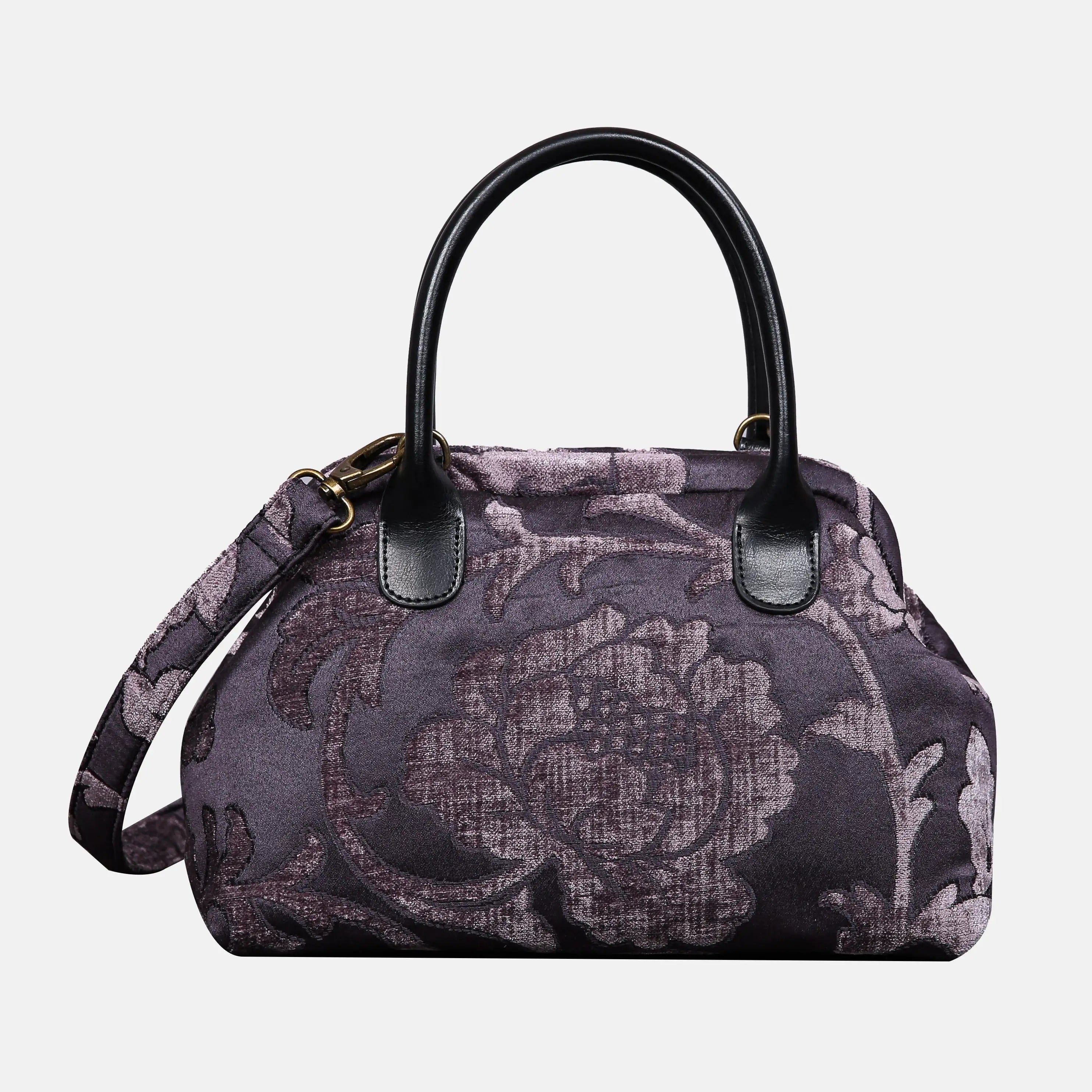 Floral Brocade Purple Carpet Satchel carpet bag MCW Handmade of America main