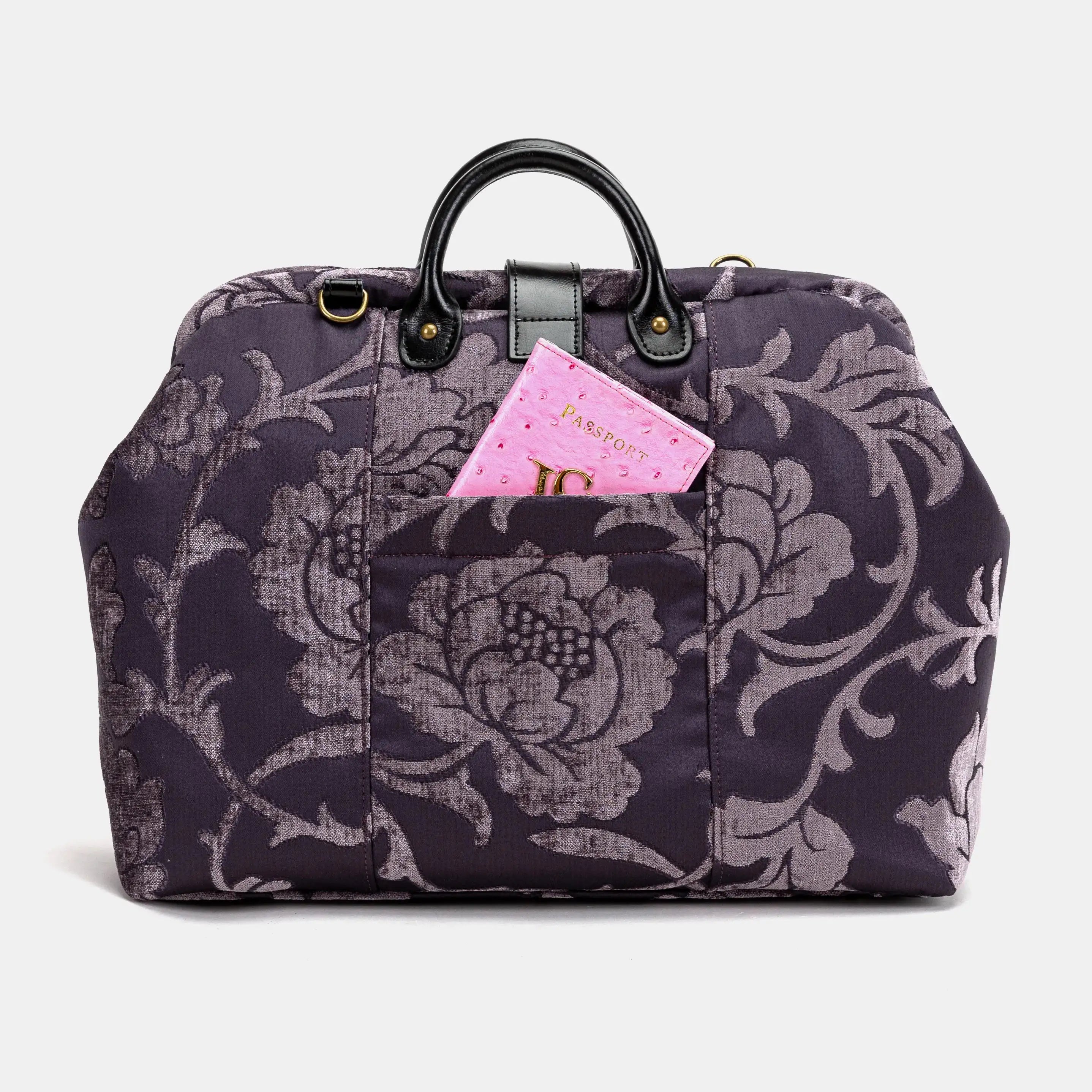 Floral Brocade Purple Laptop Work Bag of America back