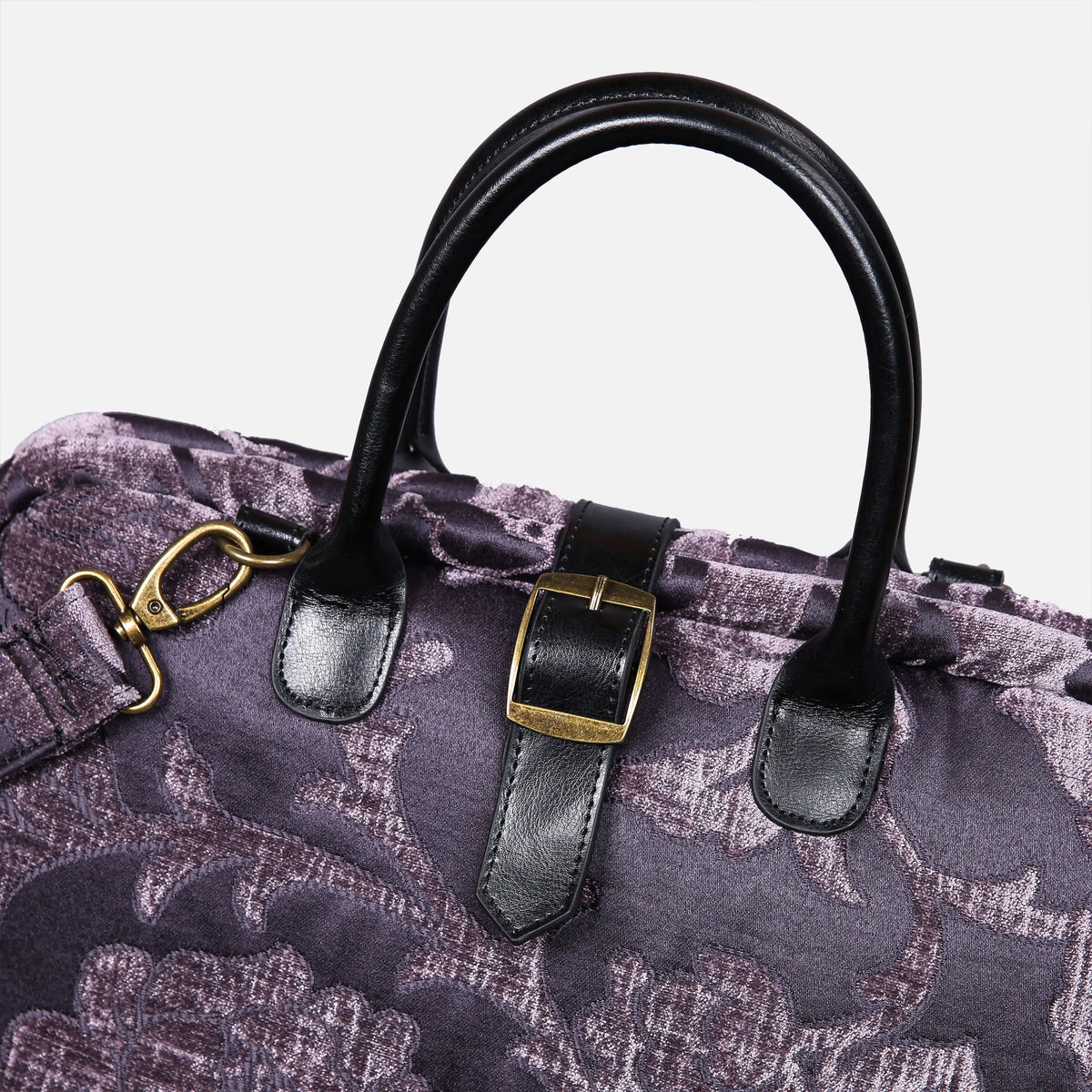 Floral Brocade Purple Mary Poppins Weekender Carpetbag of America buckle