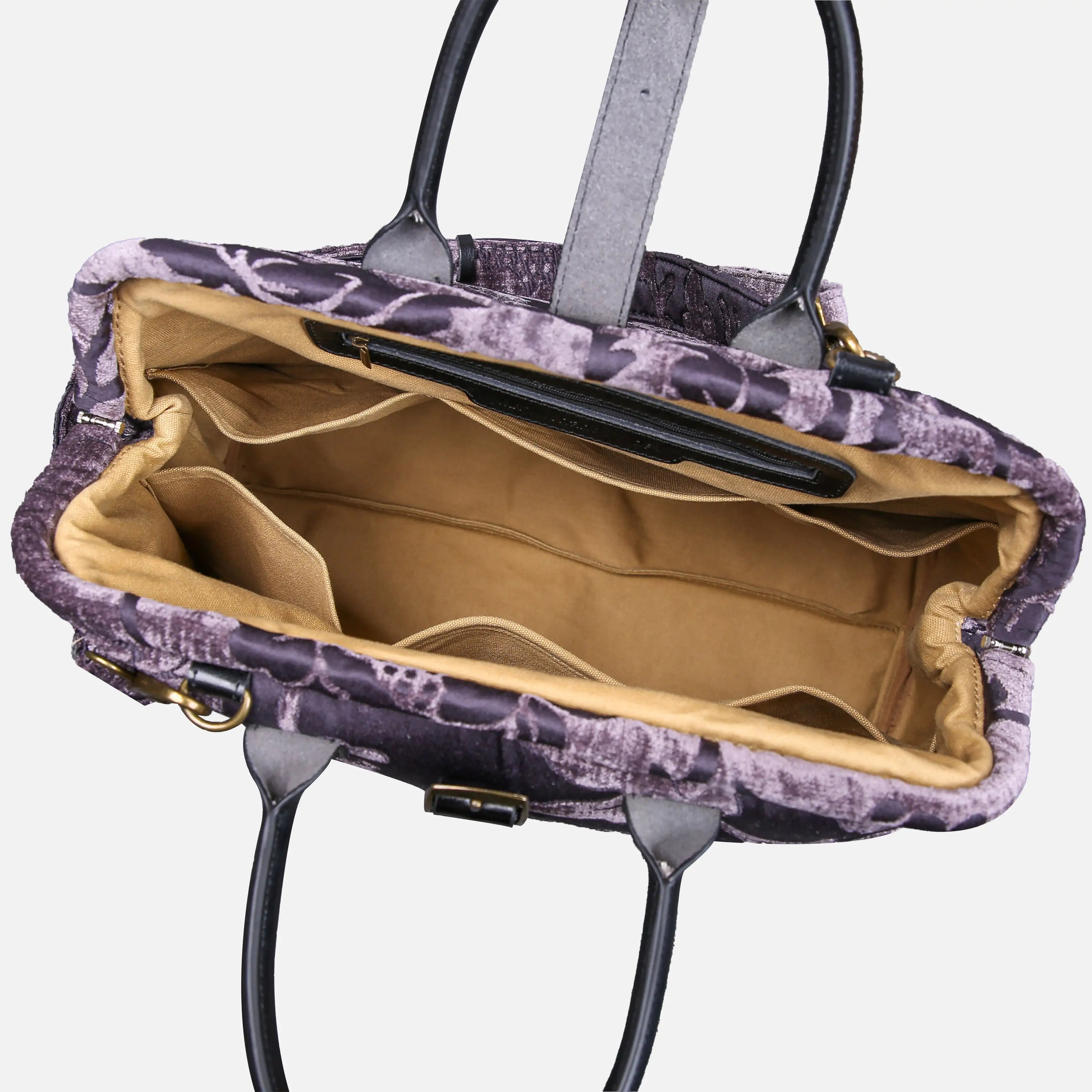 Floral Brocade Purple Mary Poppins Weekender Carpetbag of America open