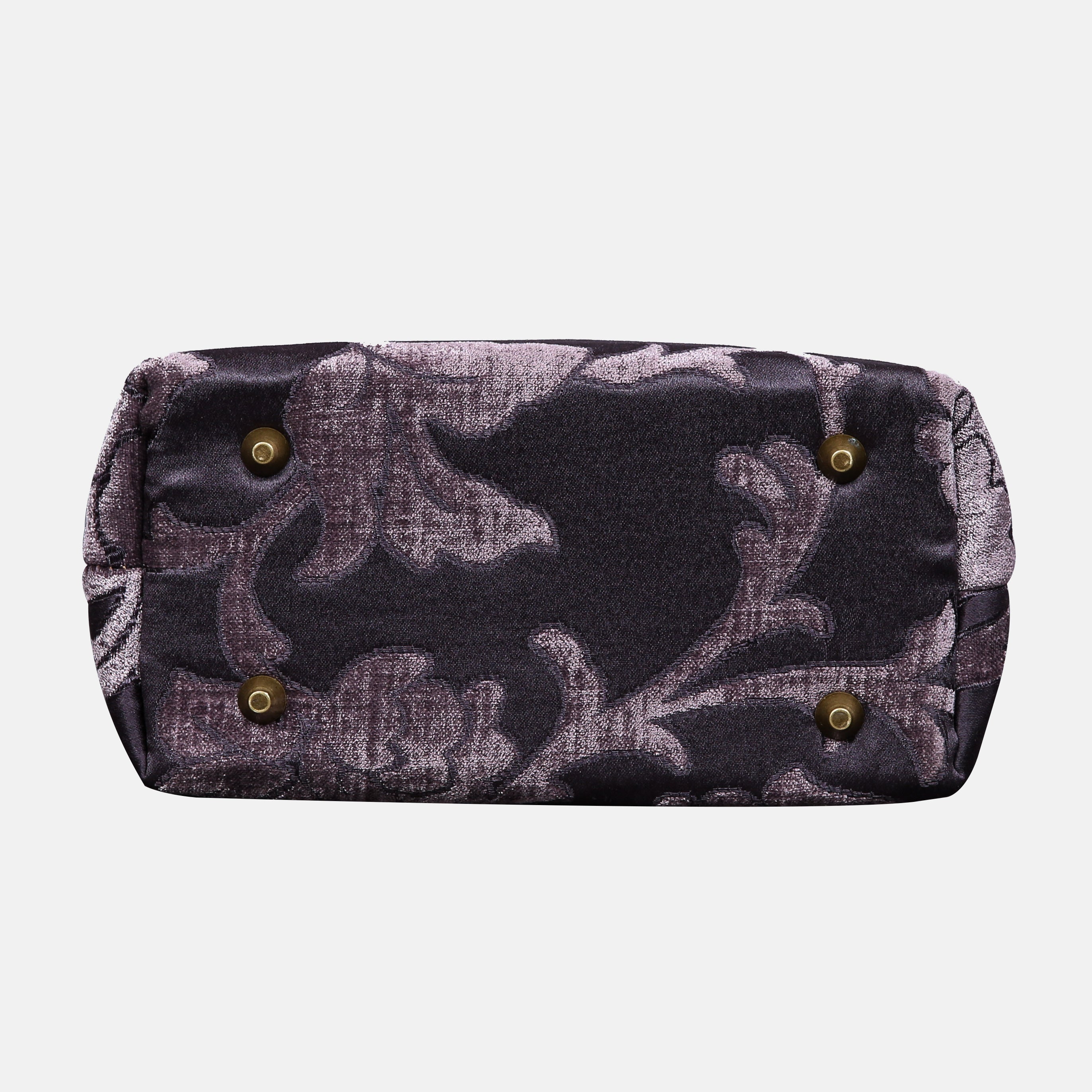 Floral Brocade Purple Tuck Lock Carpet Satchel carpet bag MCW Handmade of America bottom