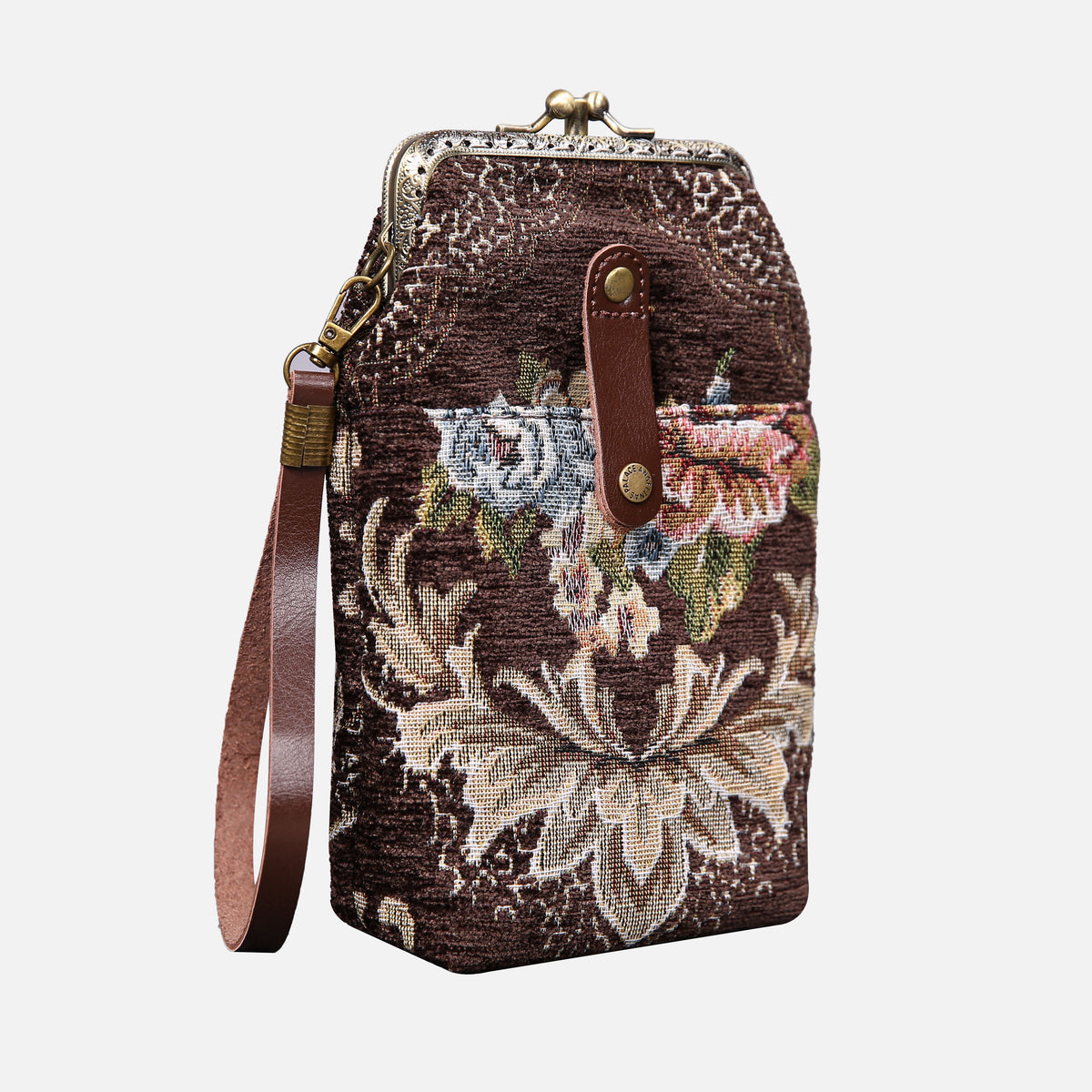 Floral Brown Carpet Phone Case Carpetbag of America front side