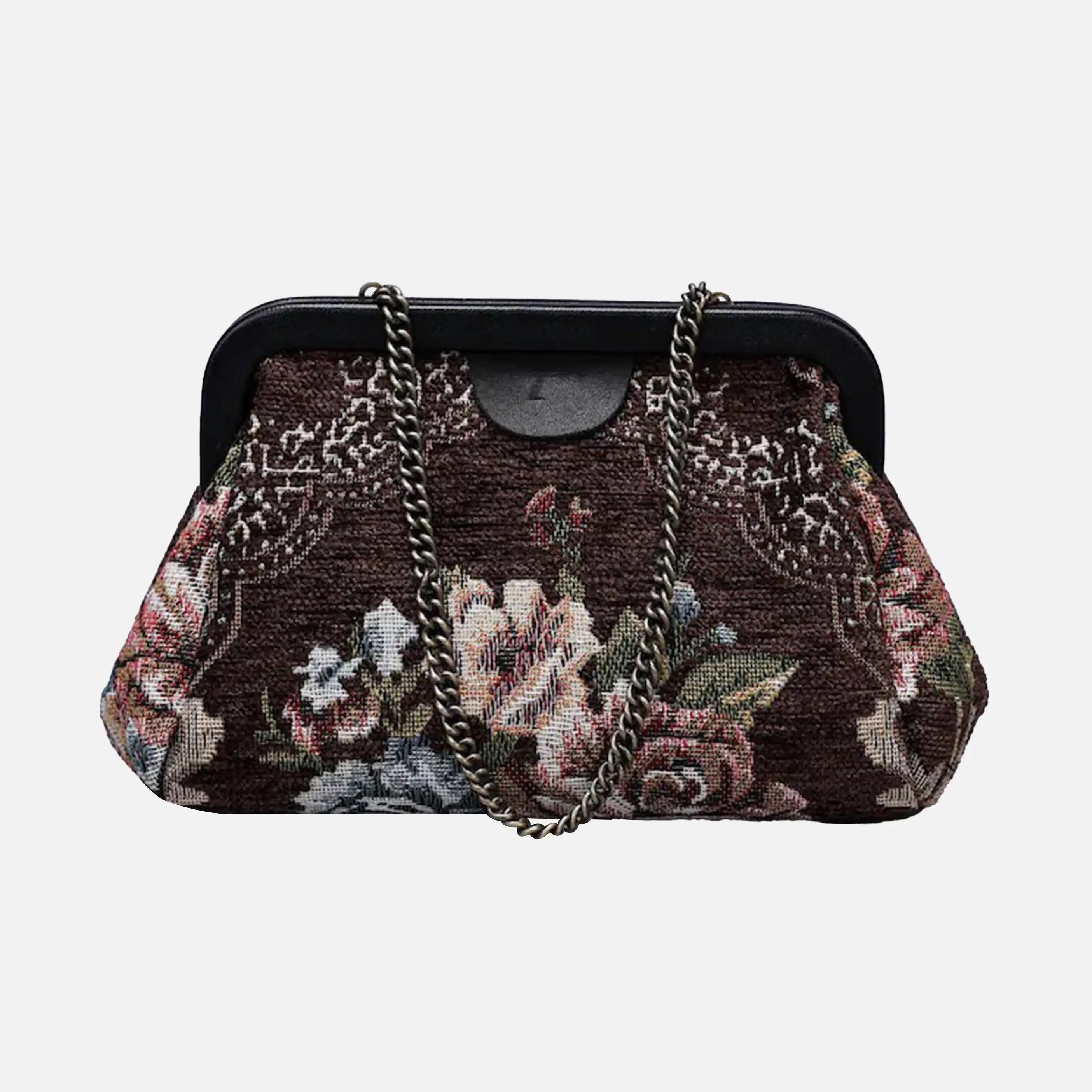 Floral Brown Evening Bag Clutch carpet bag of America main