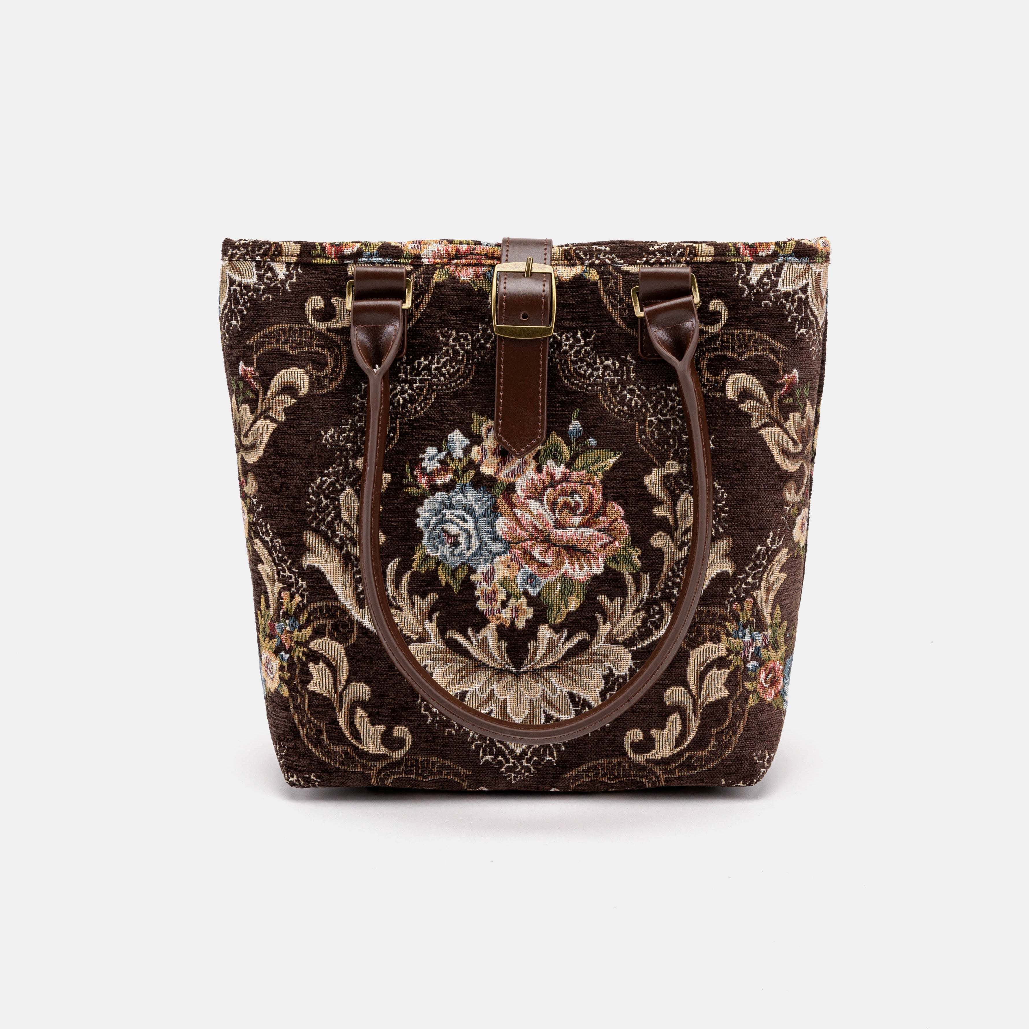 Floral Brown Everyday Tote Bag of America with shoulder strap
