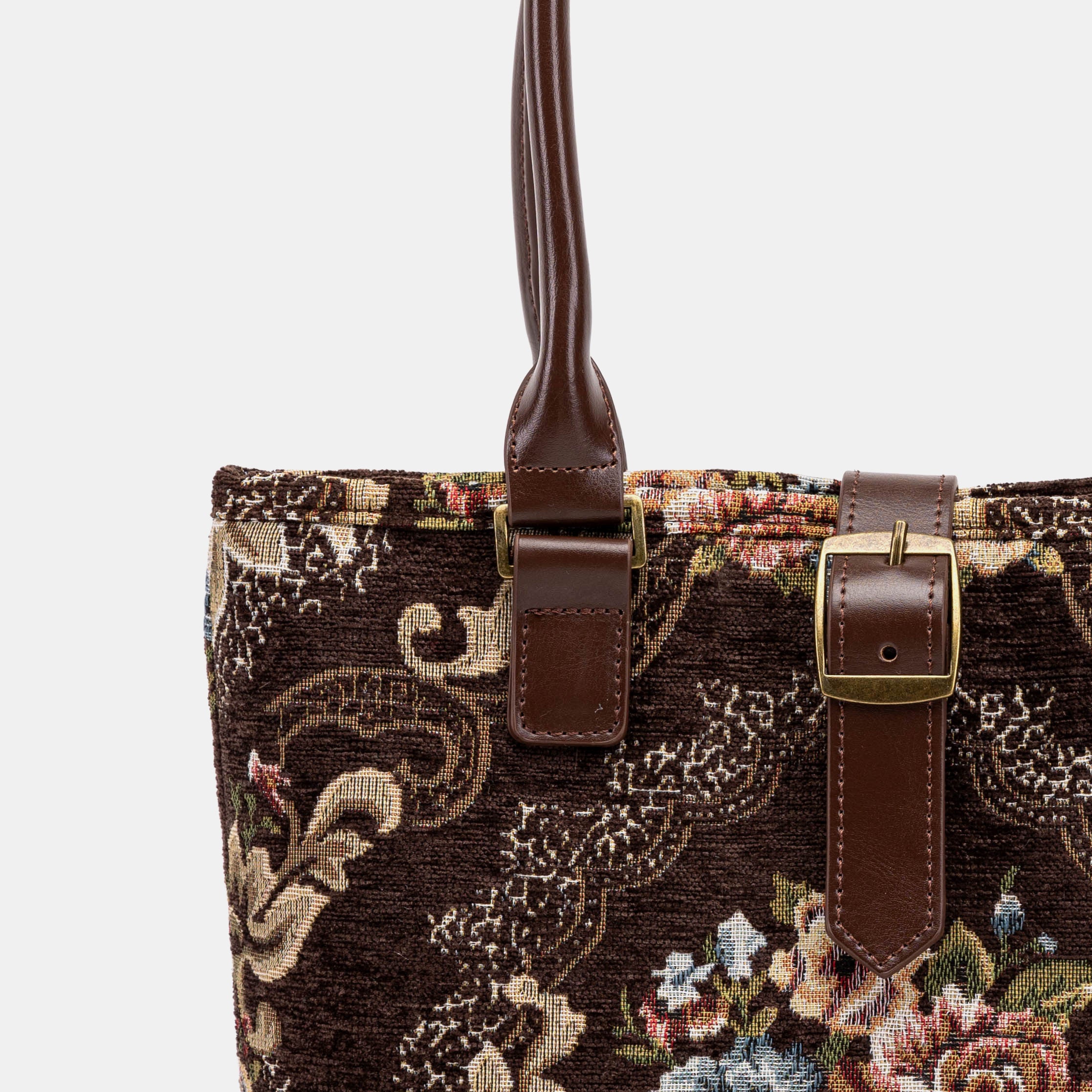 Floral Brown Everyday Tote Bag of America buckle