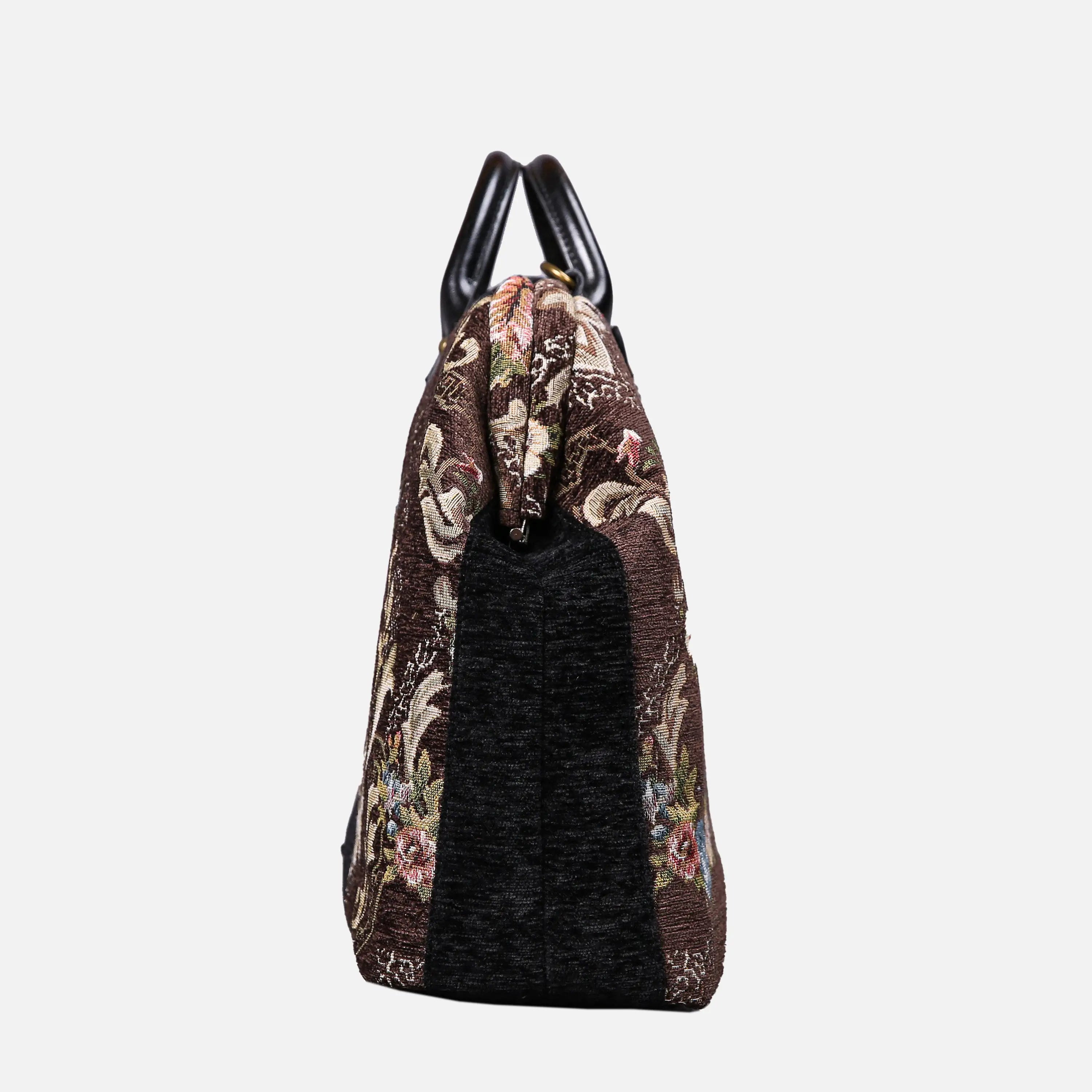 Floral Brown Color carpet bag of America side