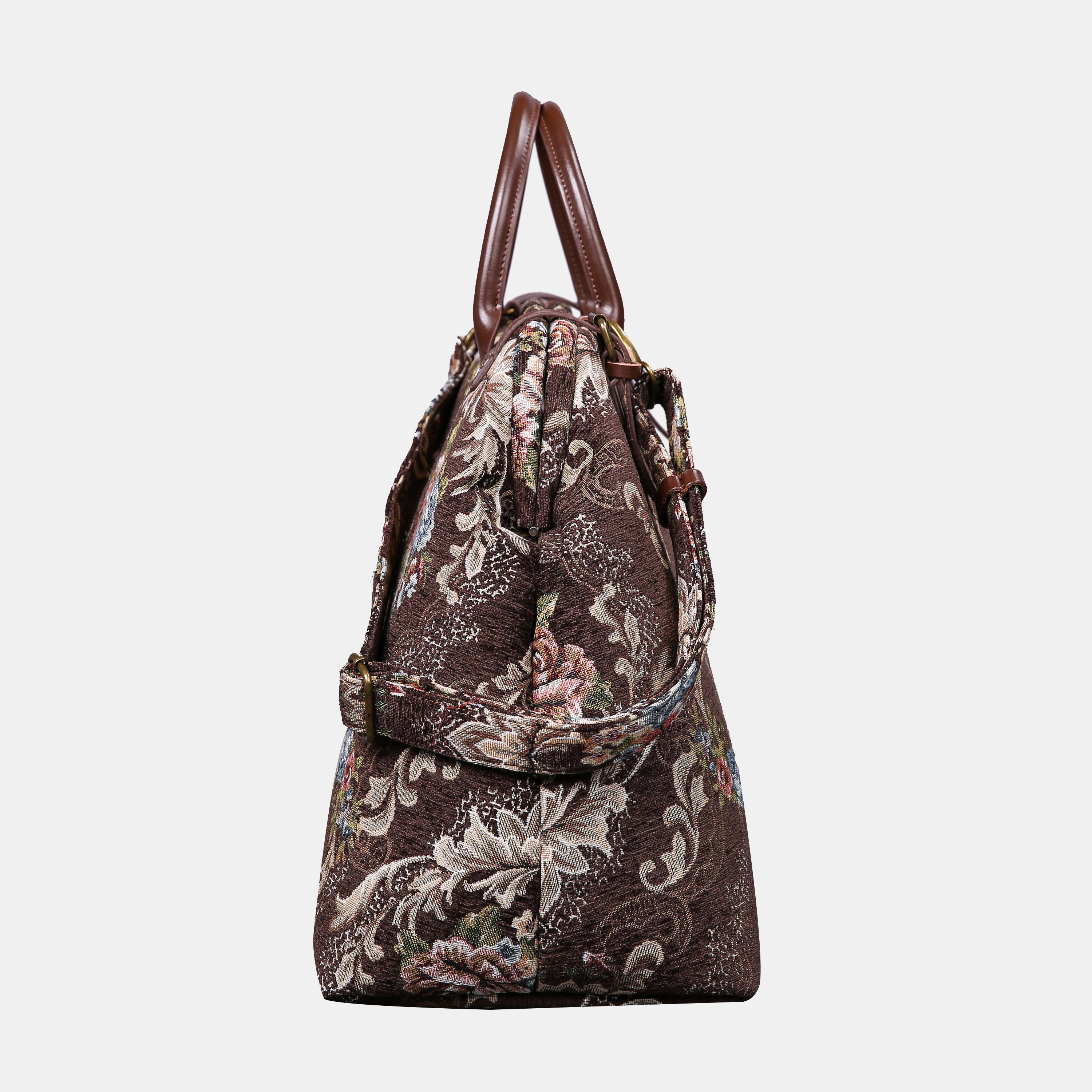 Floral Brown Large Carpetbag of America side