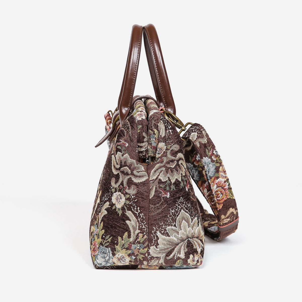 Floral Coffee Carpet Handbag Purse carpet bag MCW Handmade of America side