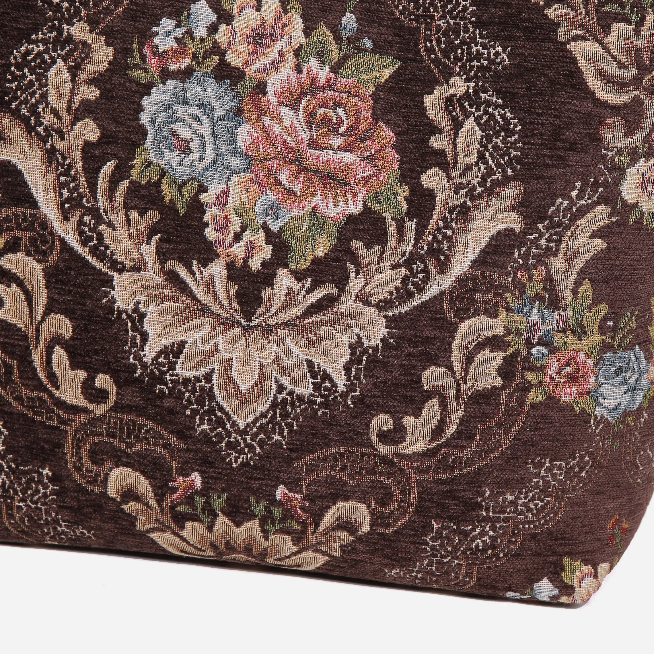 Floral Coffee Carpet Tote Shopper Carpetbag of America details