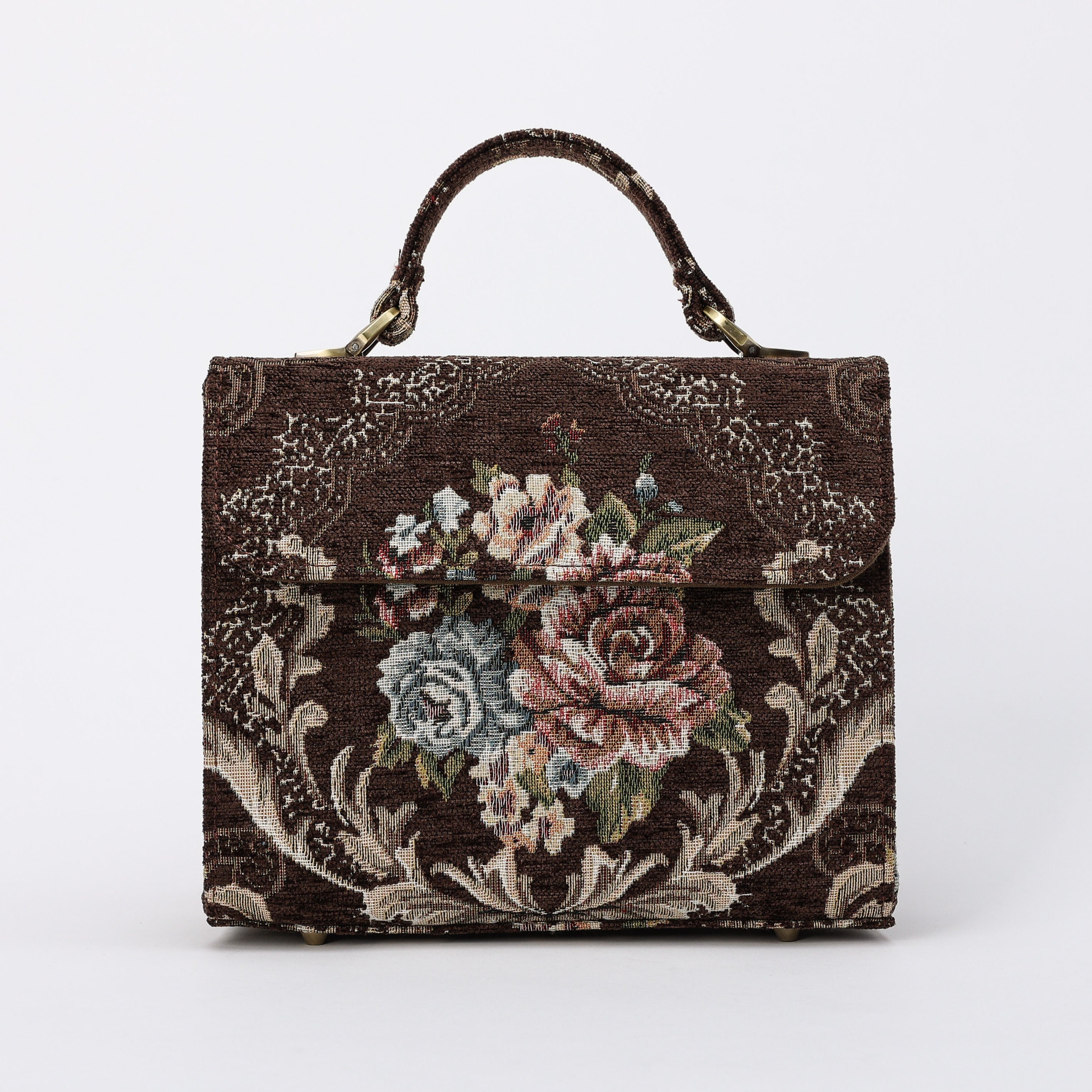 Floral Coffee Flap Satchel Carpetbag of America main
