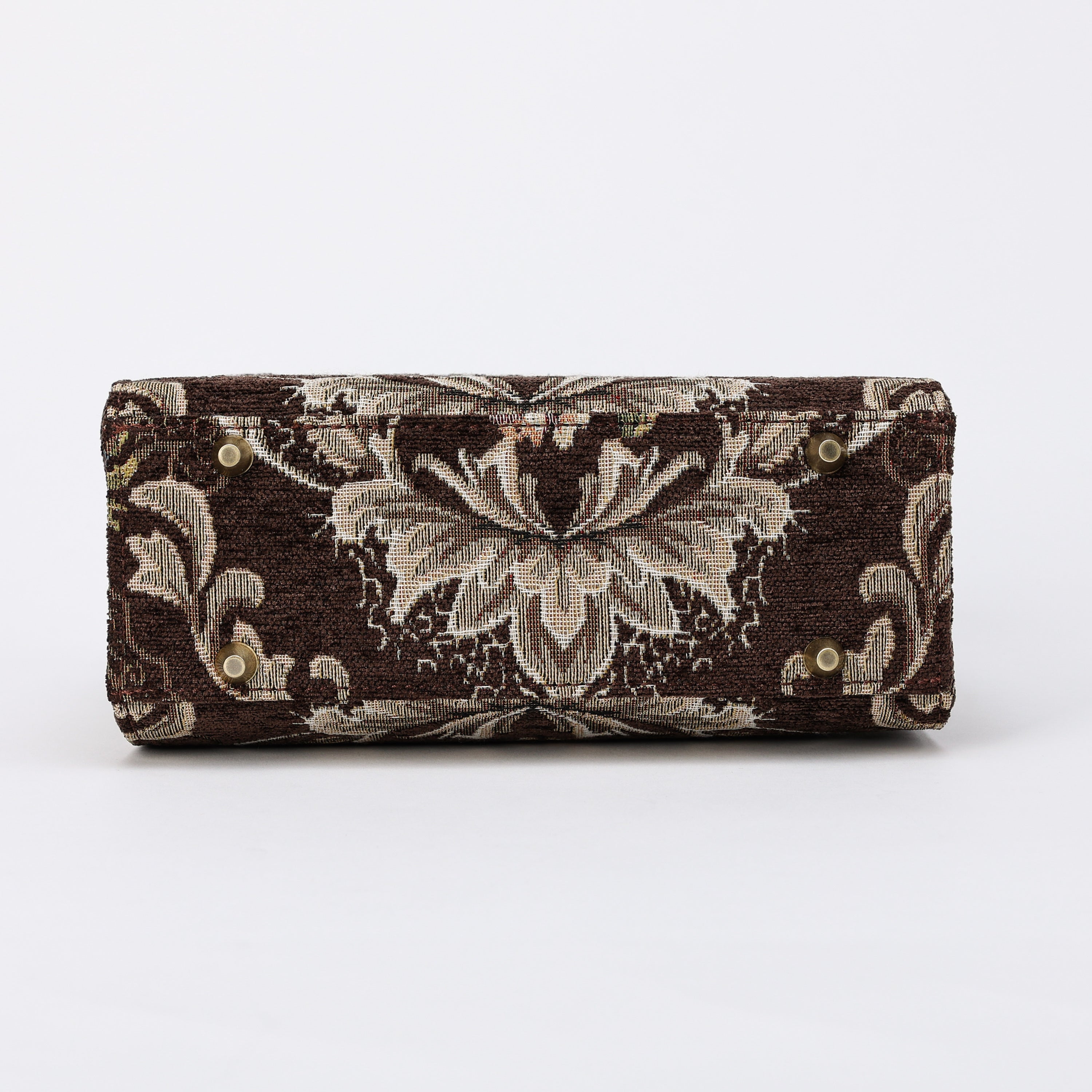 Floral Coffee Flap Satchel Carpetbag of America bottom