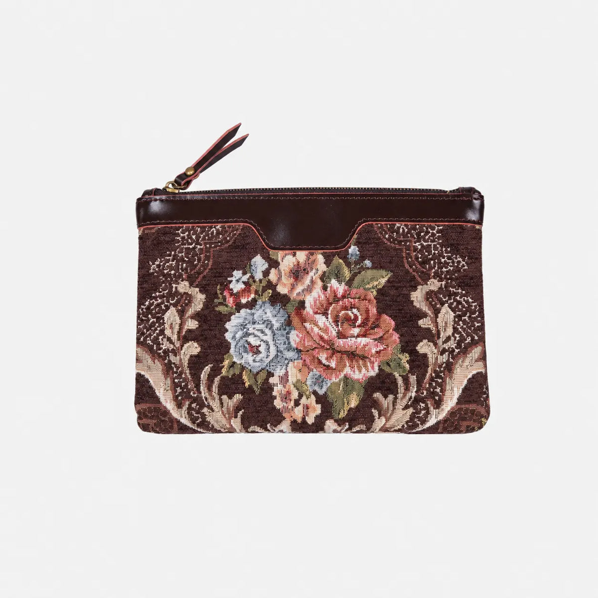 Floral Coffee Wristlet Clutch carpet bag MCW Handmade main