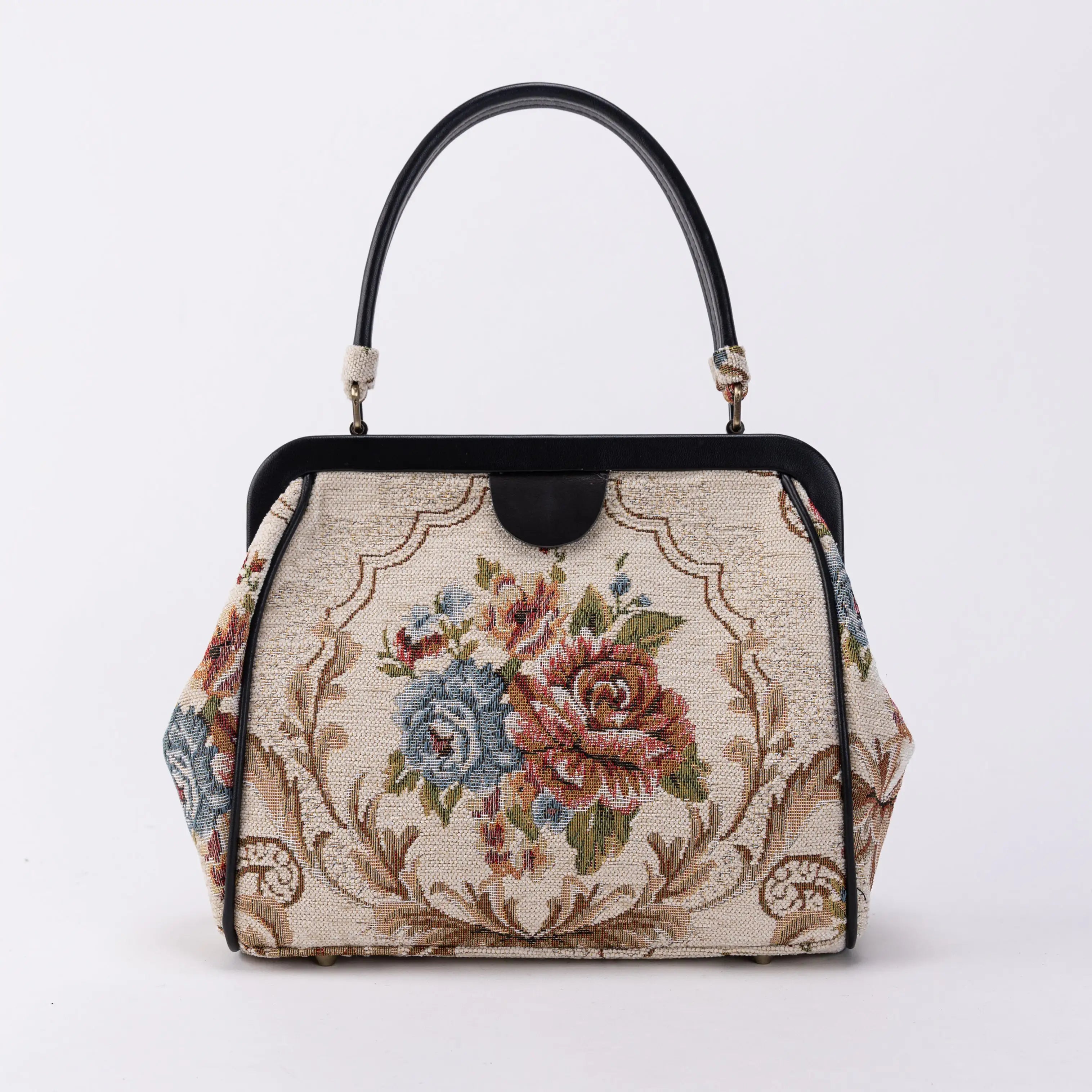 Floral Cream Alma Satchel Carpet Bag of America front