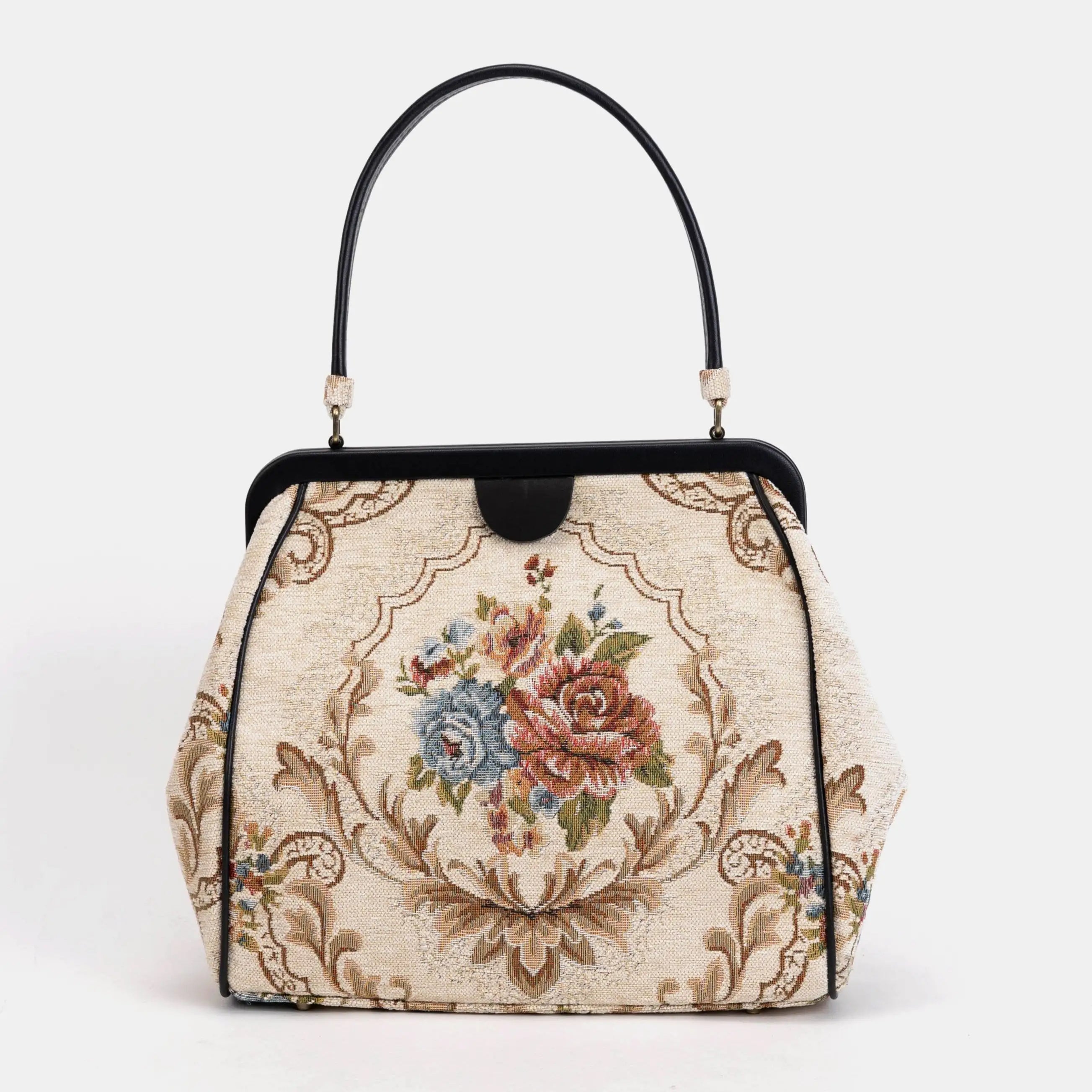 Floral Cream Alma Shoulder Bag Carpet Bag of America front