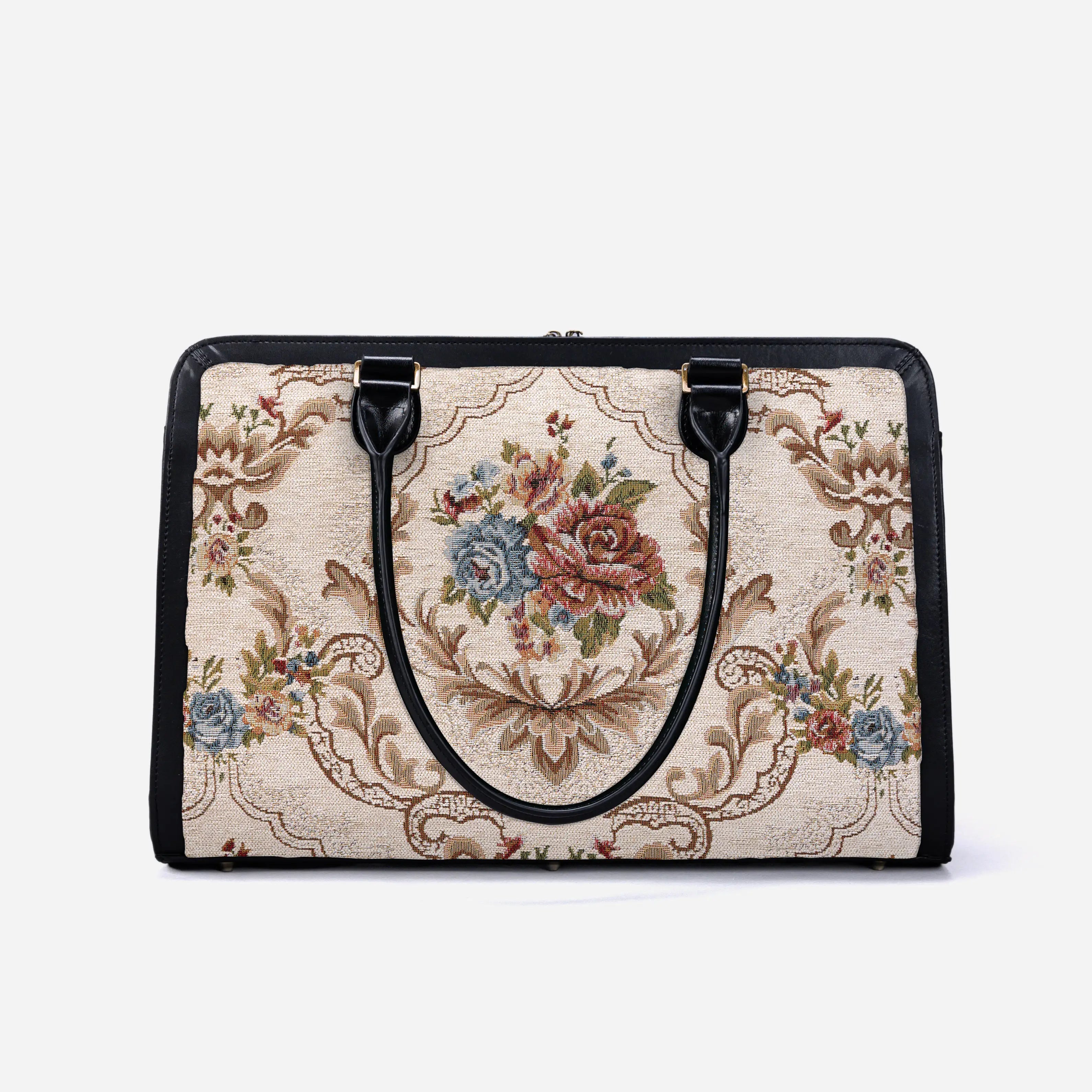 Floral Cream Business Tote of America back