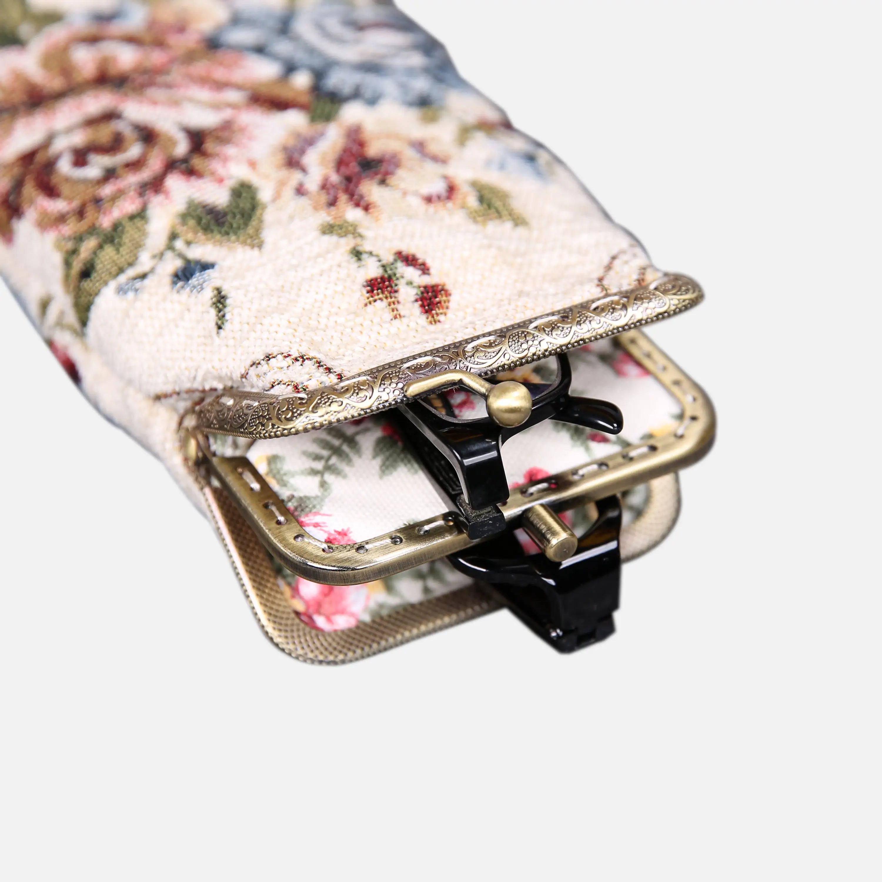 Floral Cream Carpet Eyeglasses Case of America with glasses-3