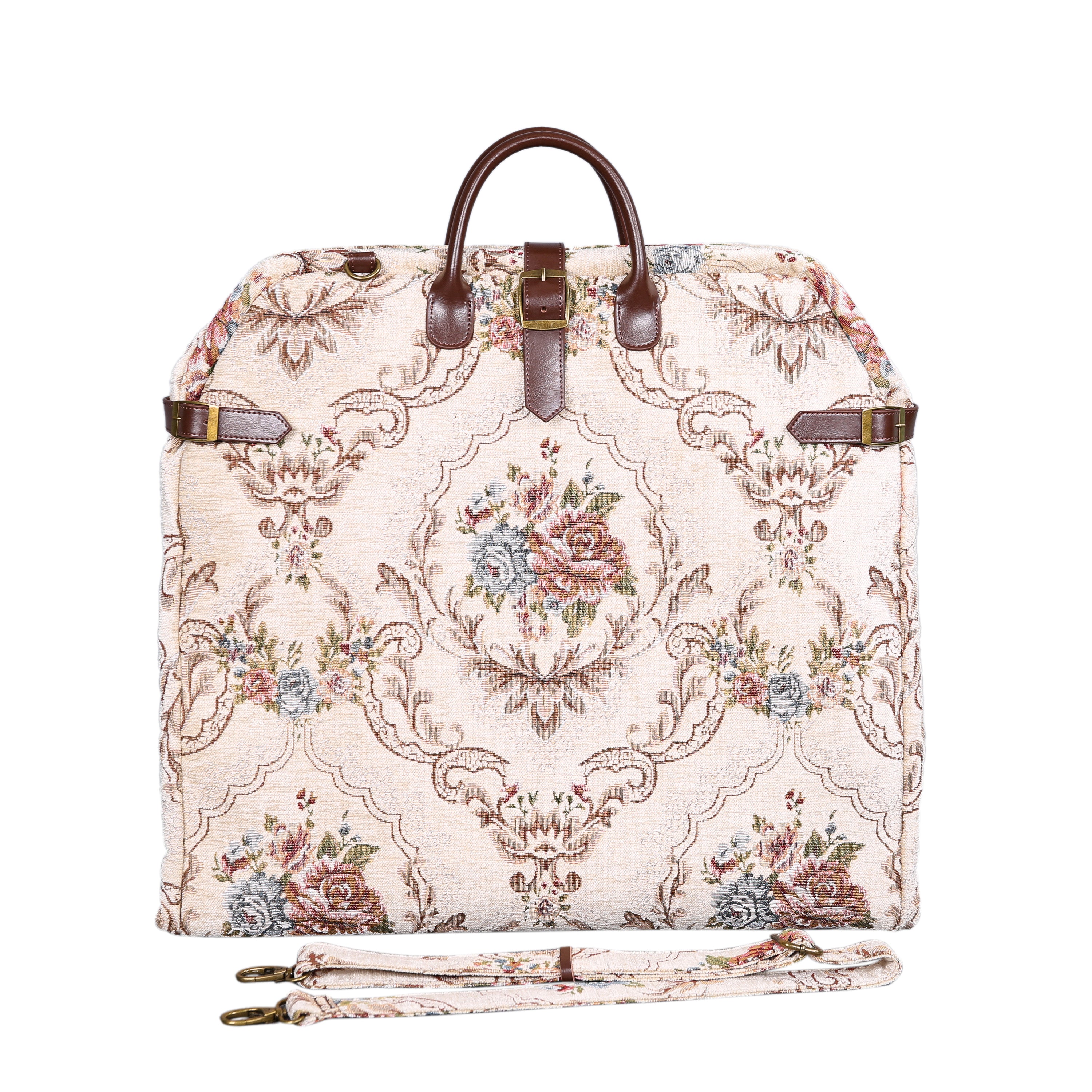 Floral Cream Carpet Garment Bag carpet bag of America main