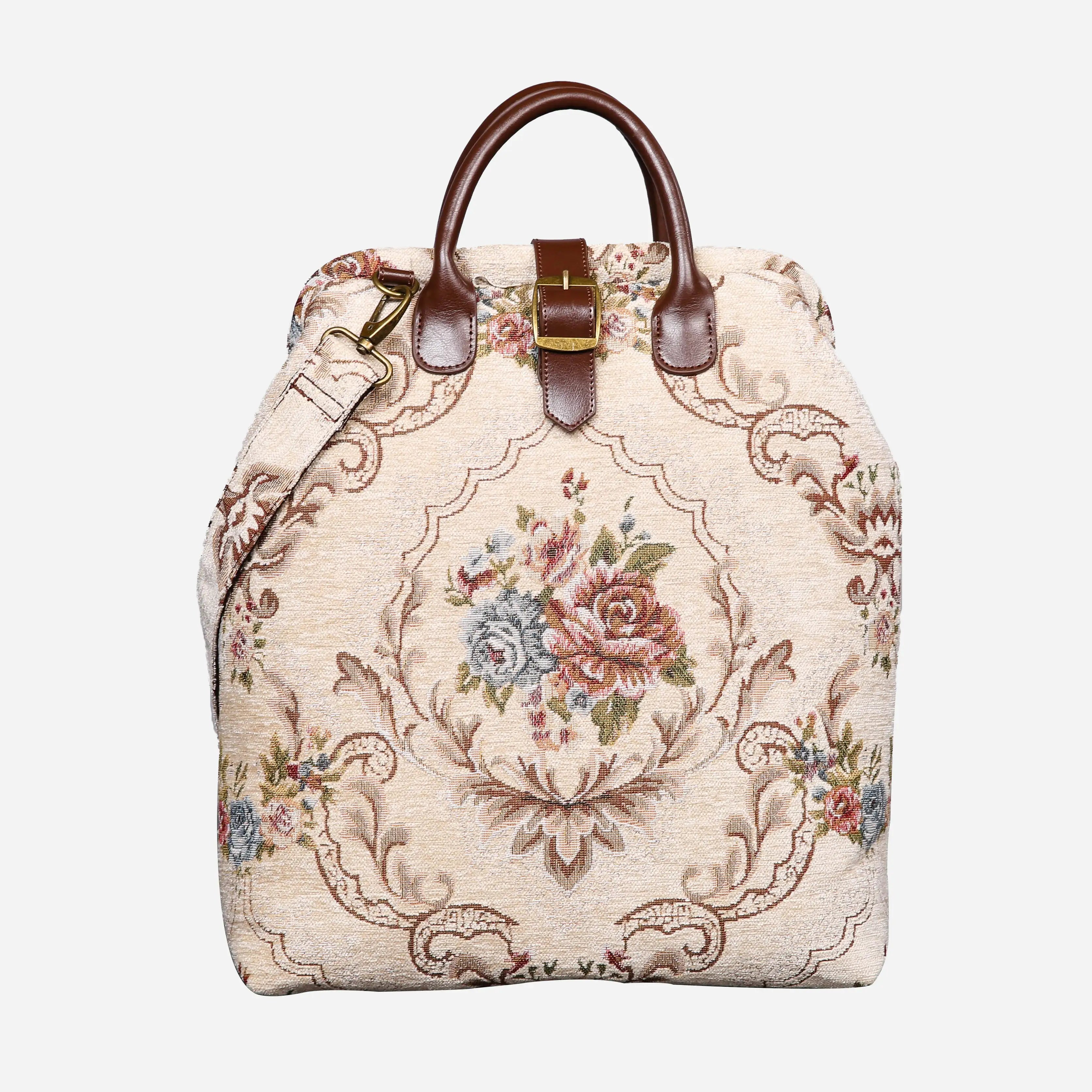 Floral Cream Carpet Laptop Backpack Carpetbag of America main