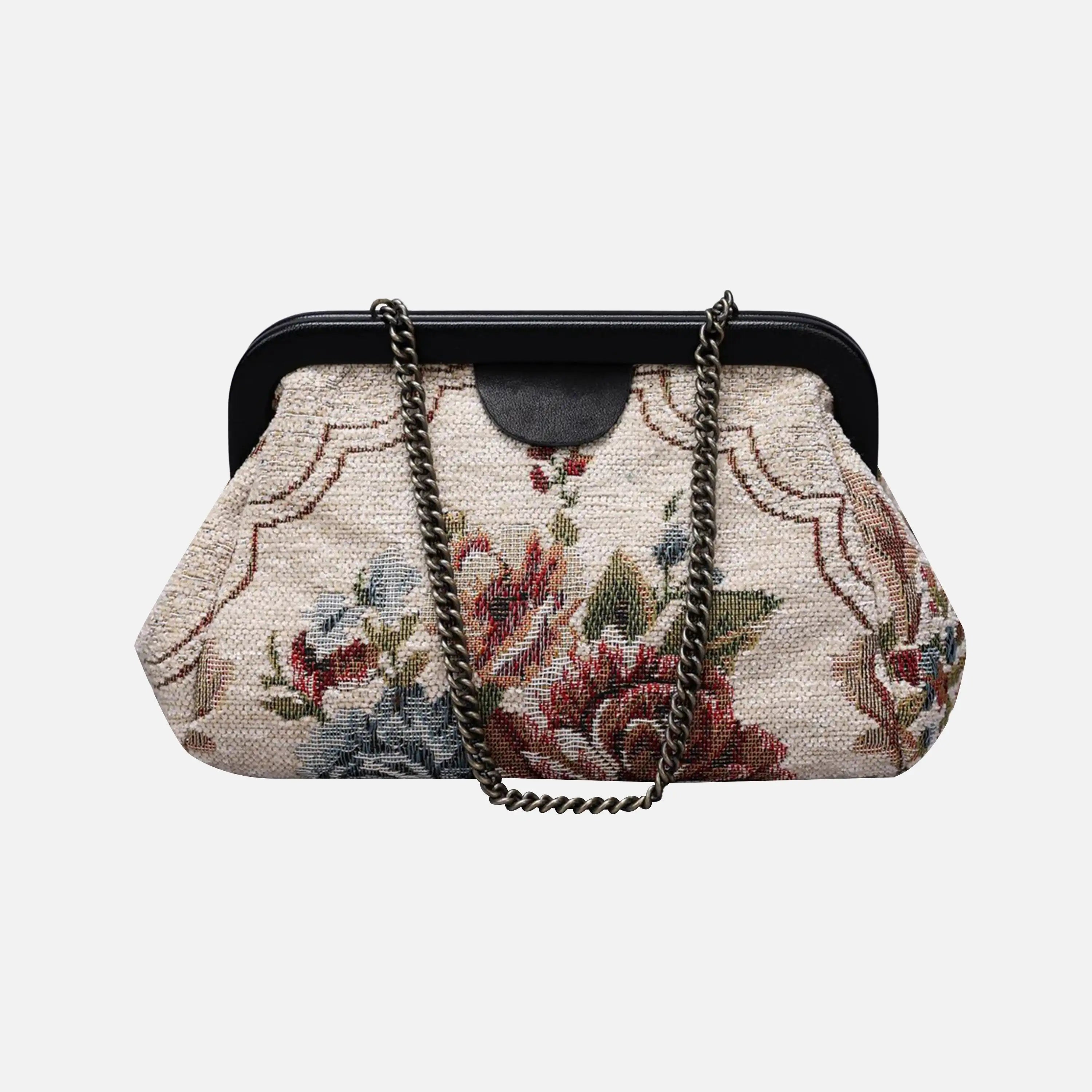 Floral Cream Evening Bag Clutch carpet bag of America main
