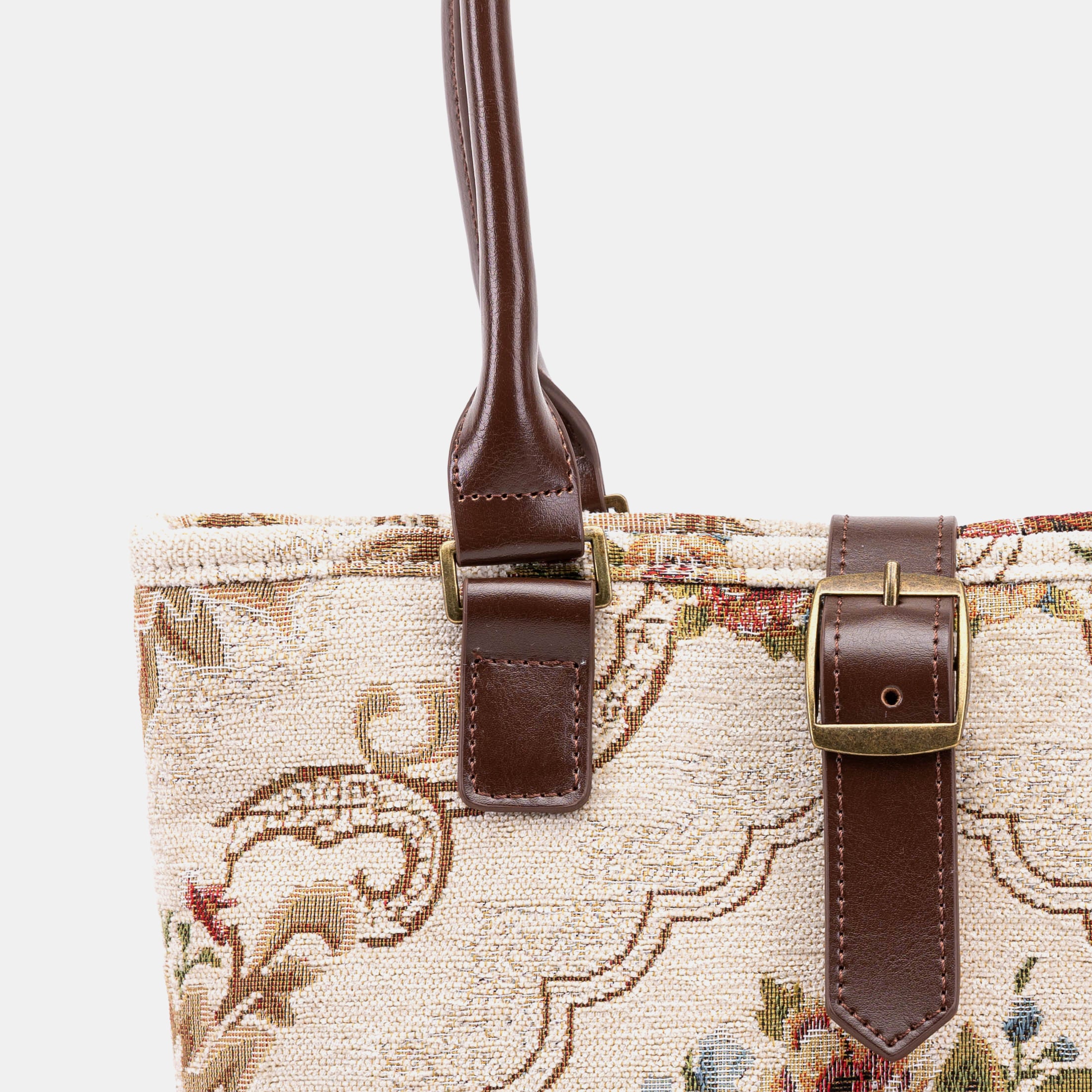 Floral Cream Everyday Tote Bag of America detail
