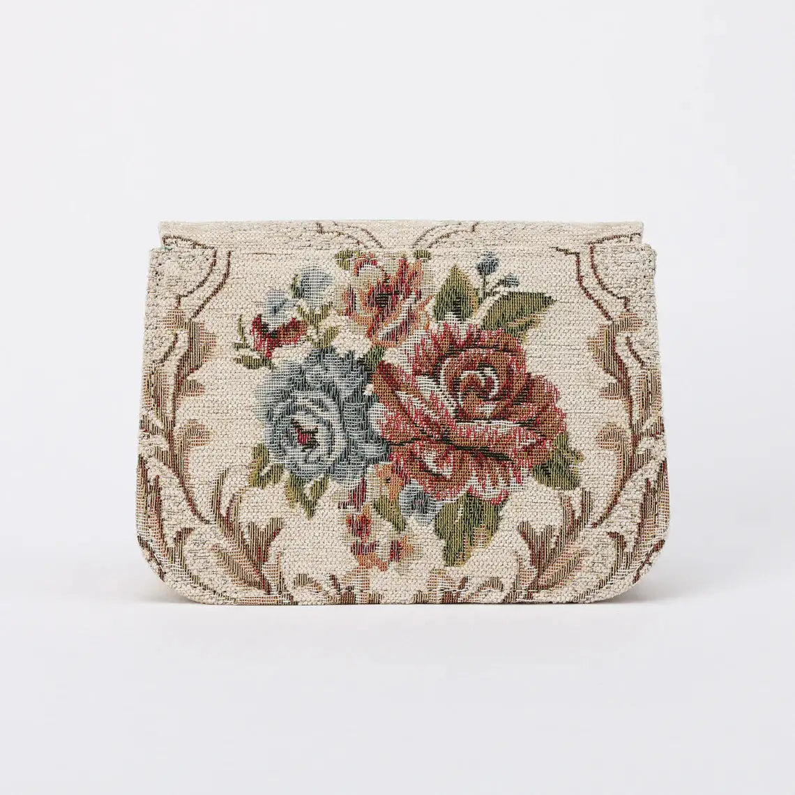 Floral Cream Flap Crossbody Bag carpet bag of America back