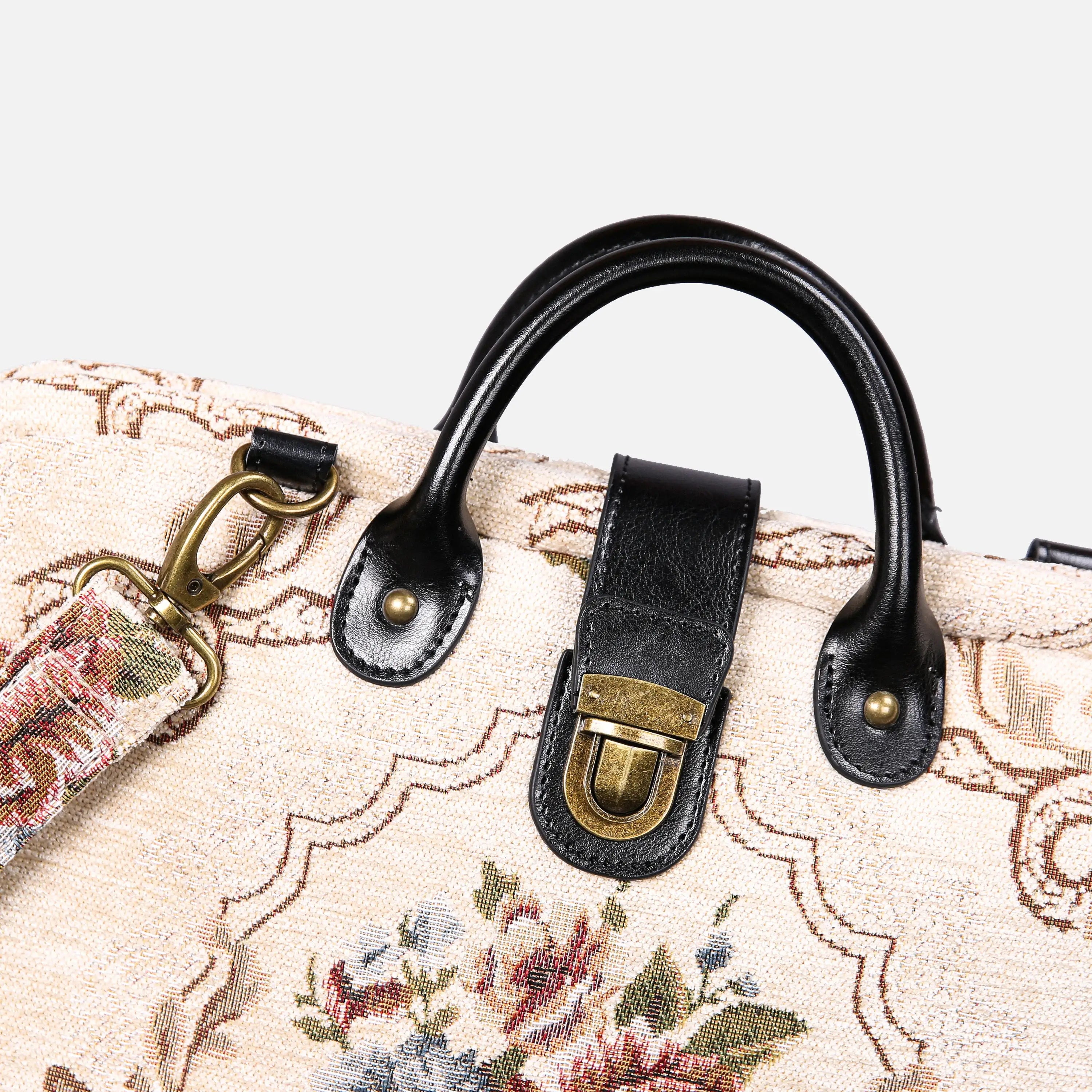Floral Cream carpet bag of America handle