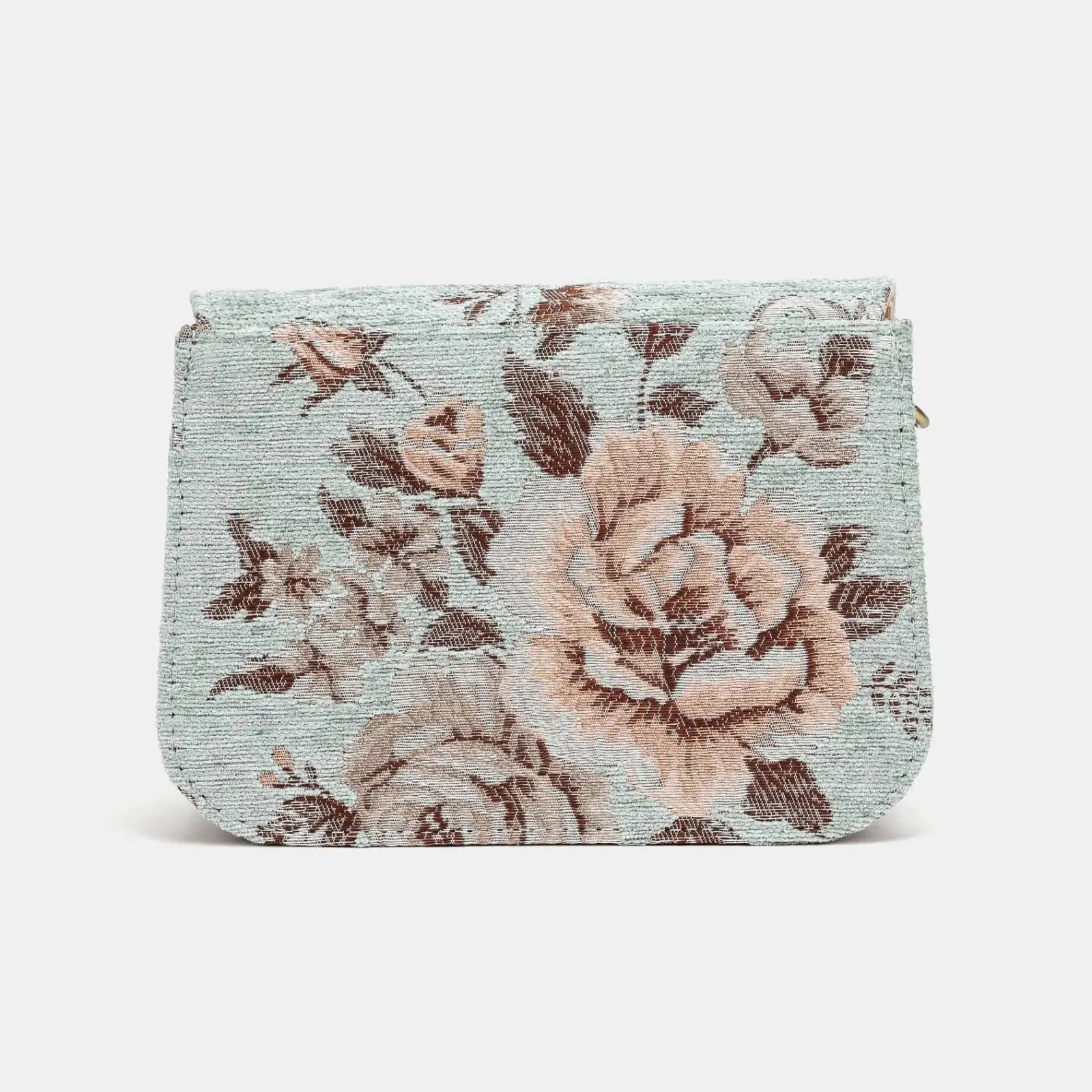Floral Mint Flap Crossbody Carpet Bag of America back