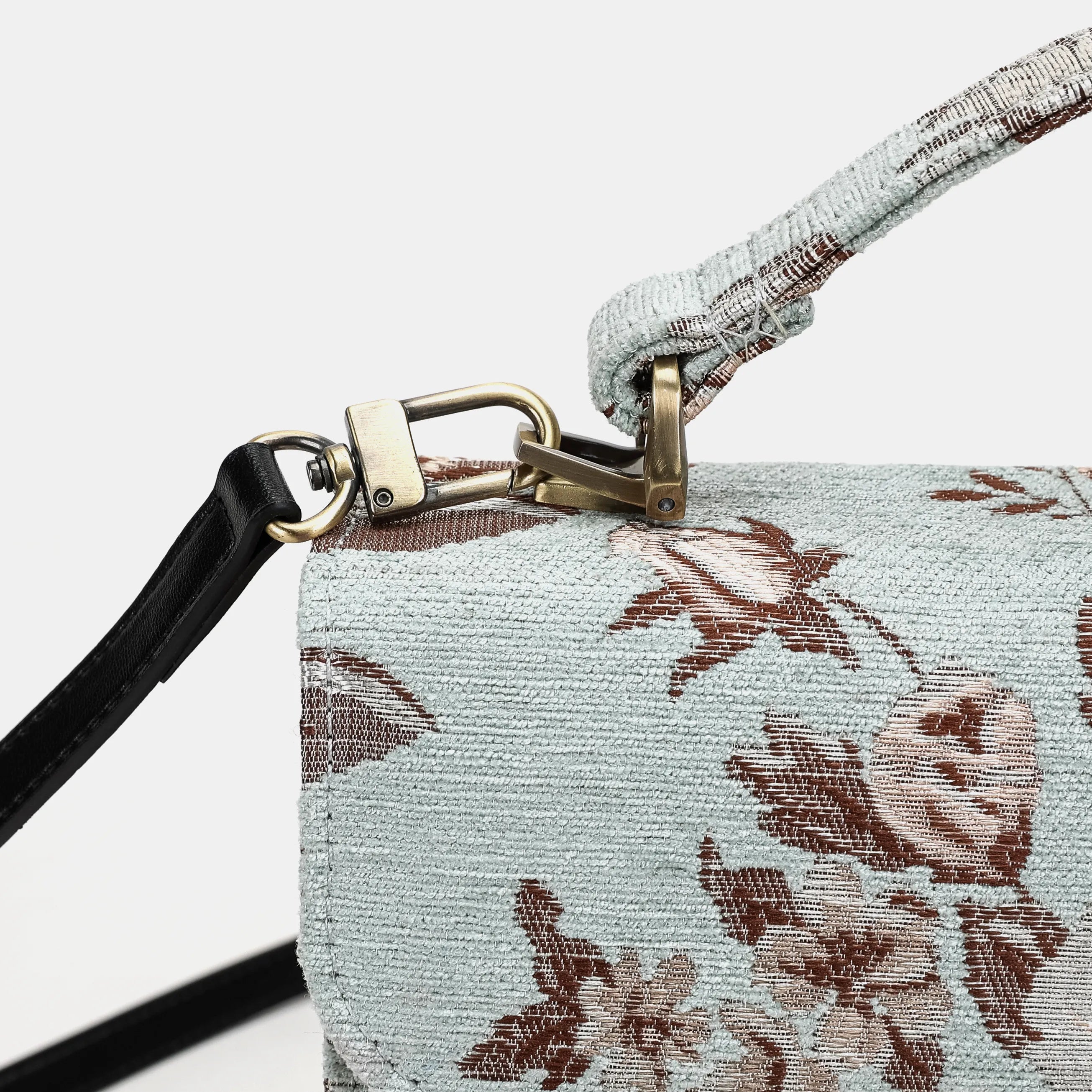 Floral Mint Flap Satchel Carpetbag of America details