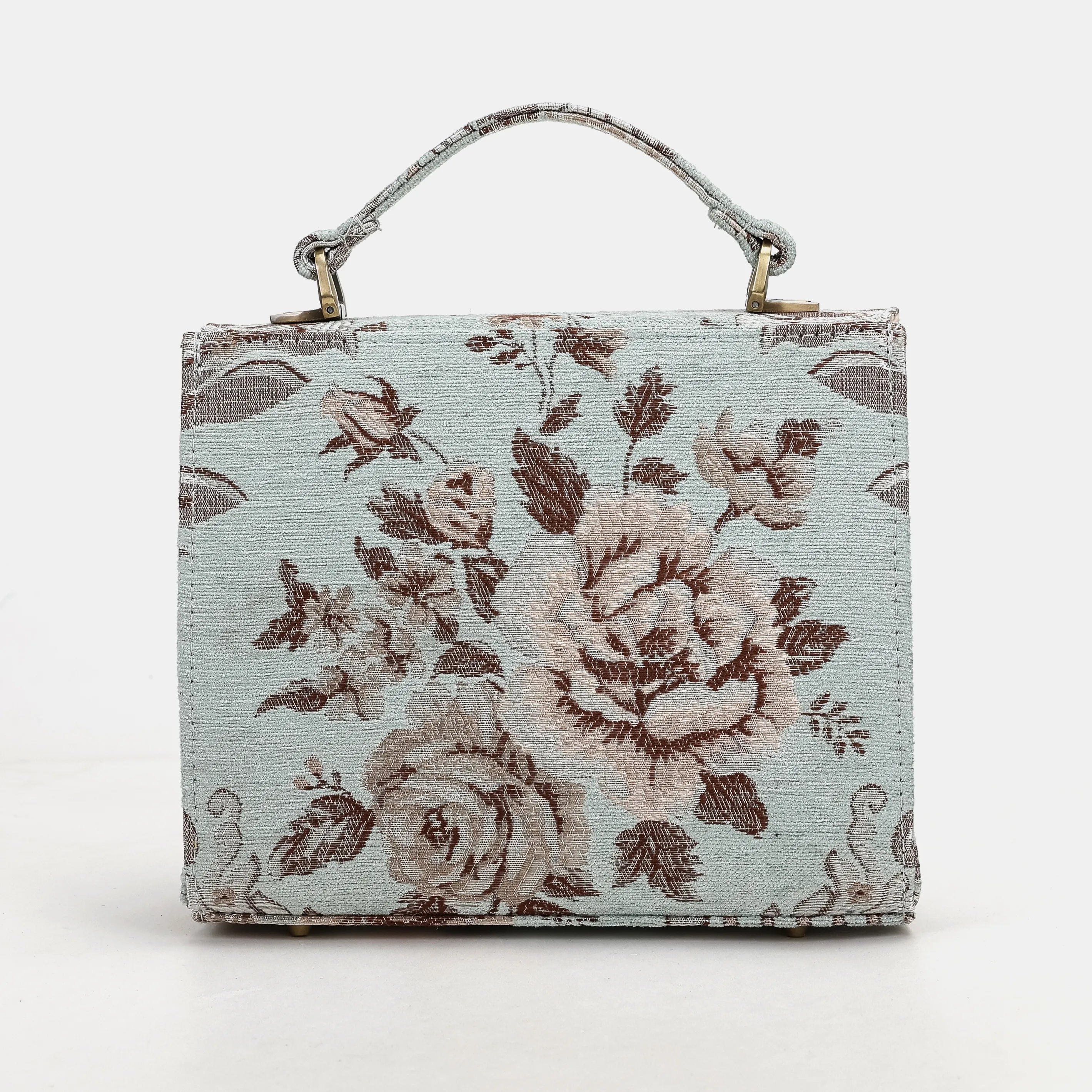 Floral Mint Flap Satchel Carpetbag of America back