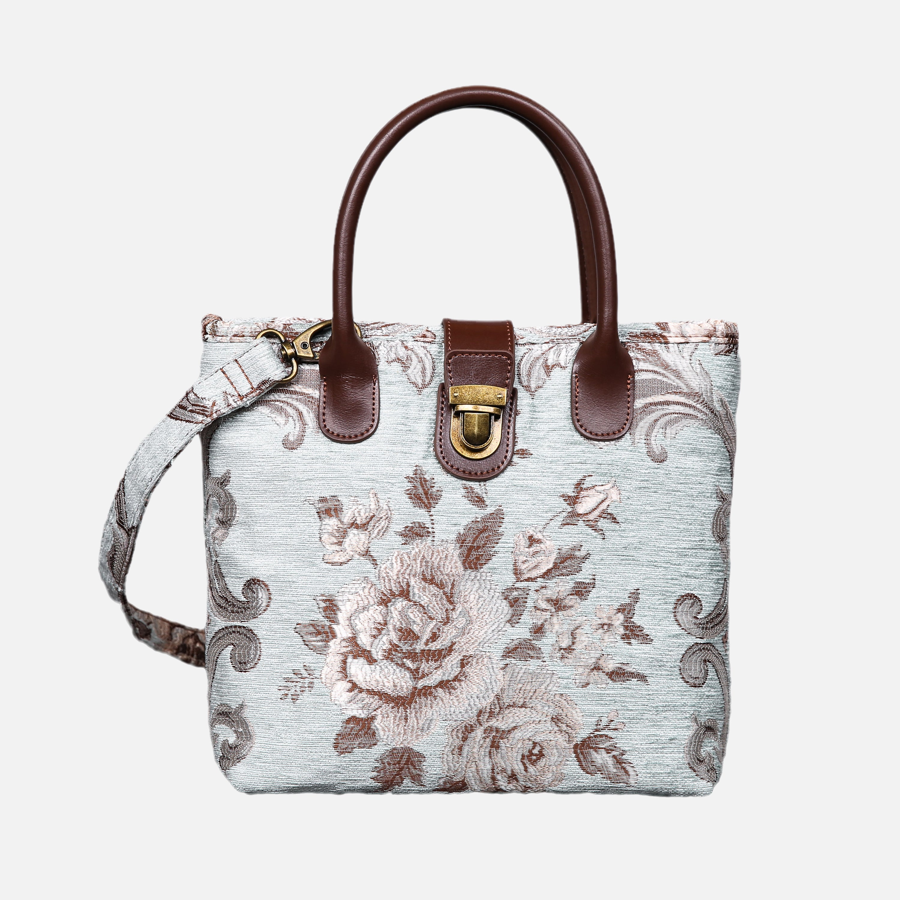 Floral Mint Tuck Lock Carpet Satchel carpet bag MCW Handmade of America main