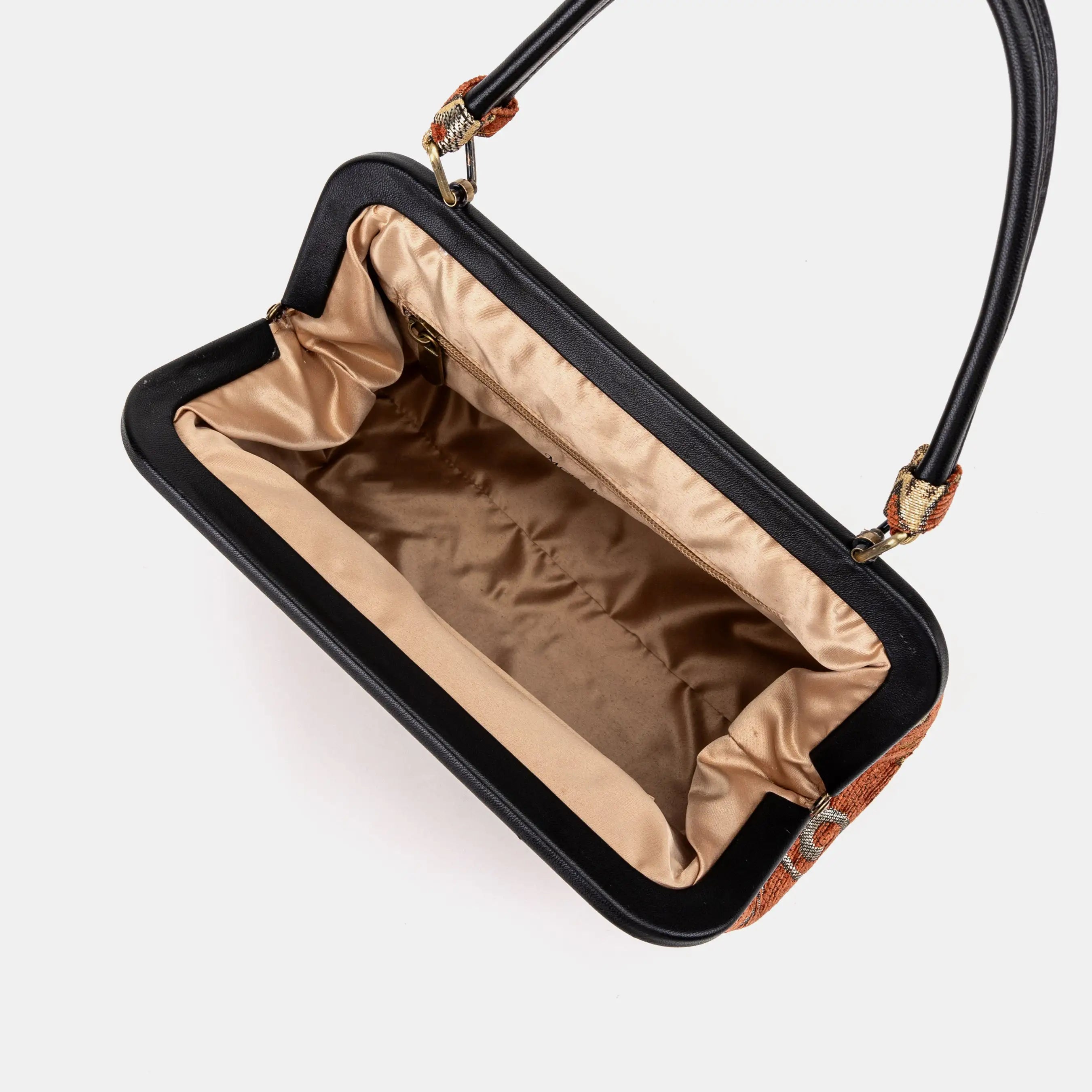 Floral Paisley Orange Alma Satchel of America inside