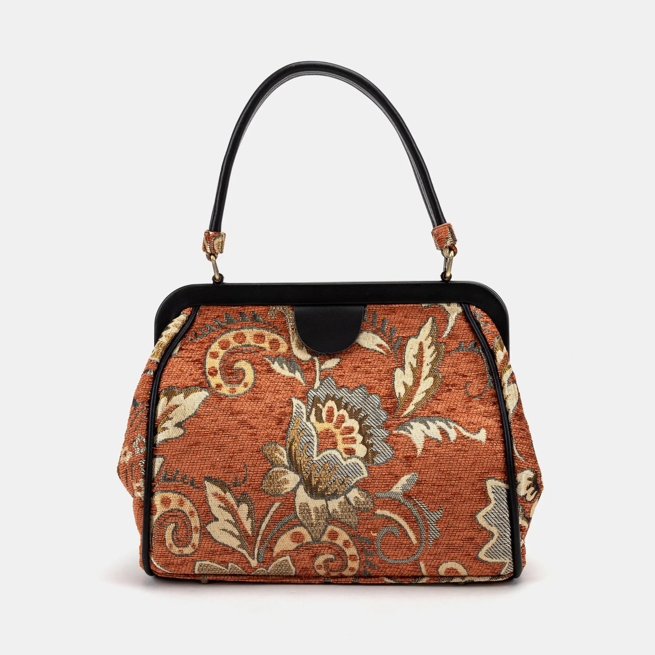 Floral Paisley Orange Alma Satchel of America main