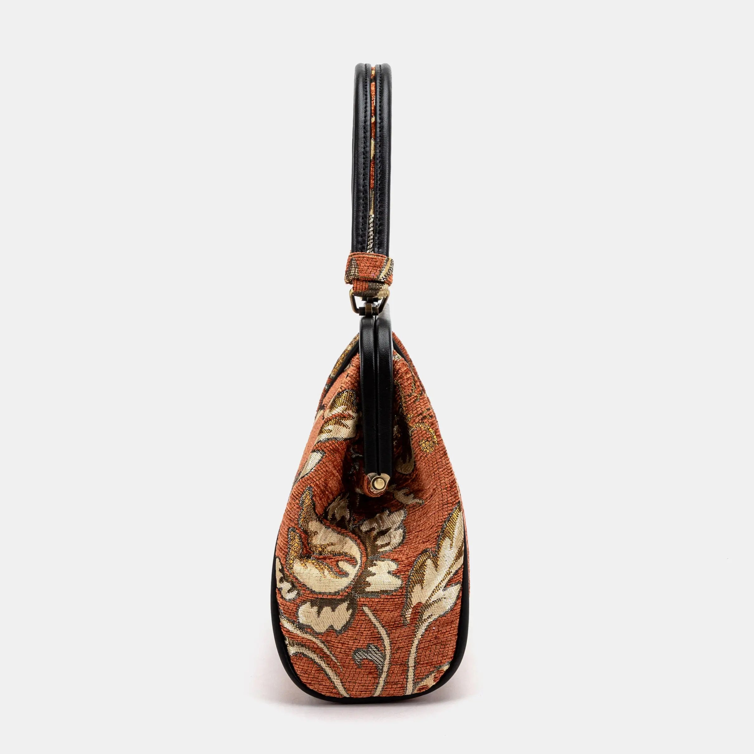 Floral Paisley Orange Alma Satchel of America side