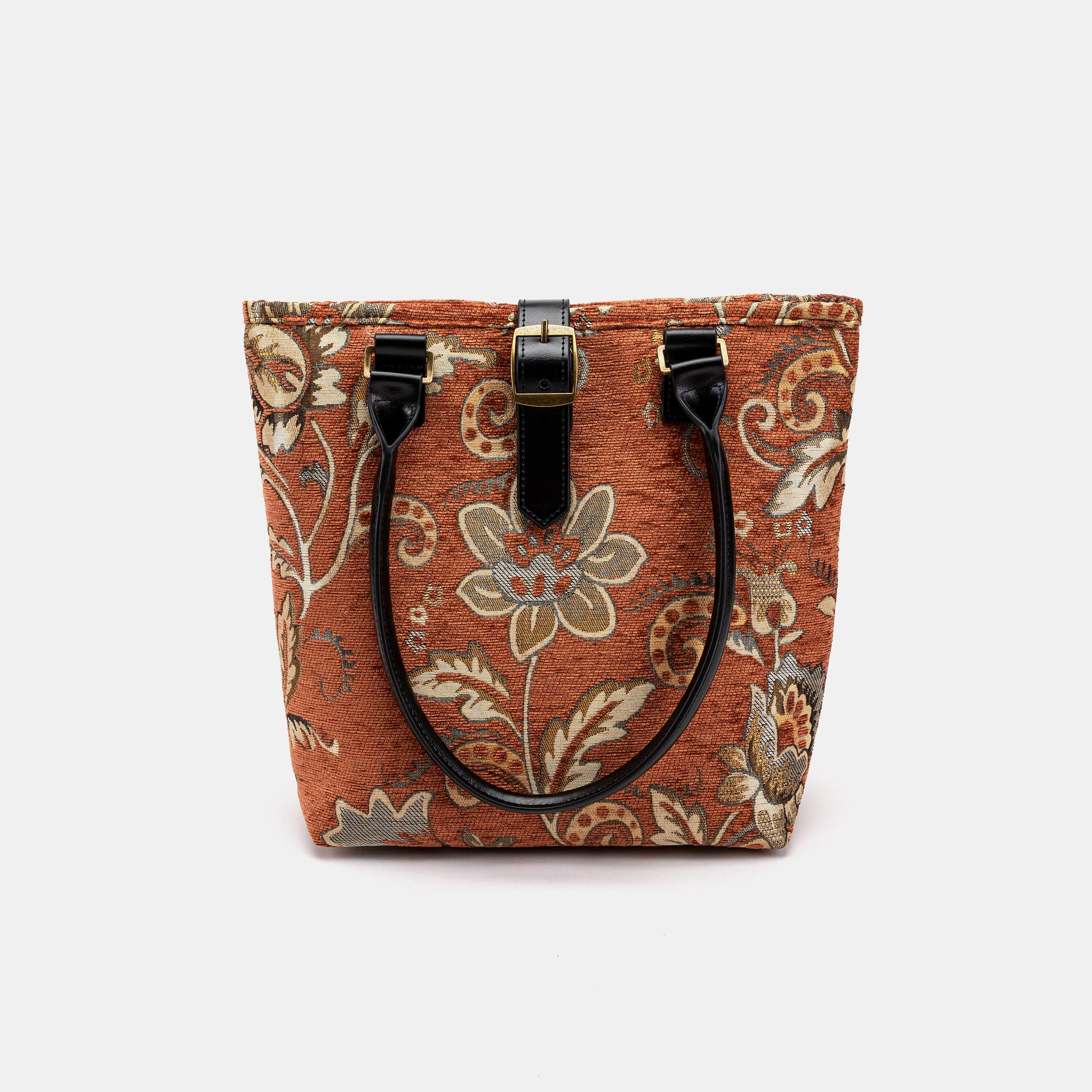Floral Paisley Orange Everyday Tote Bag of America with shoulder strap